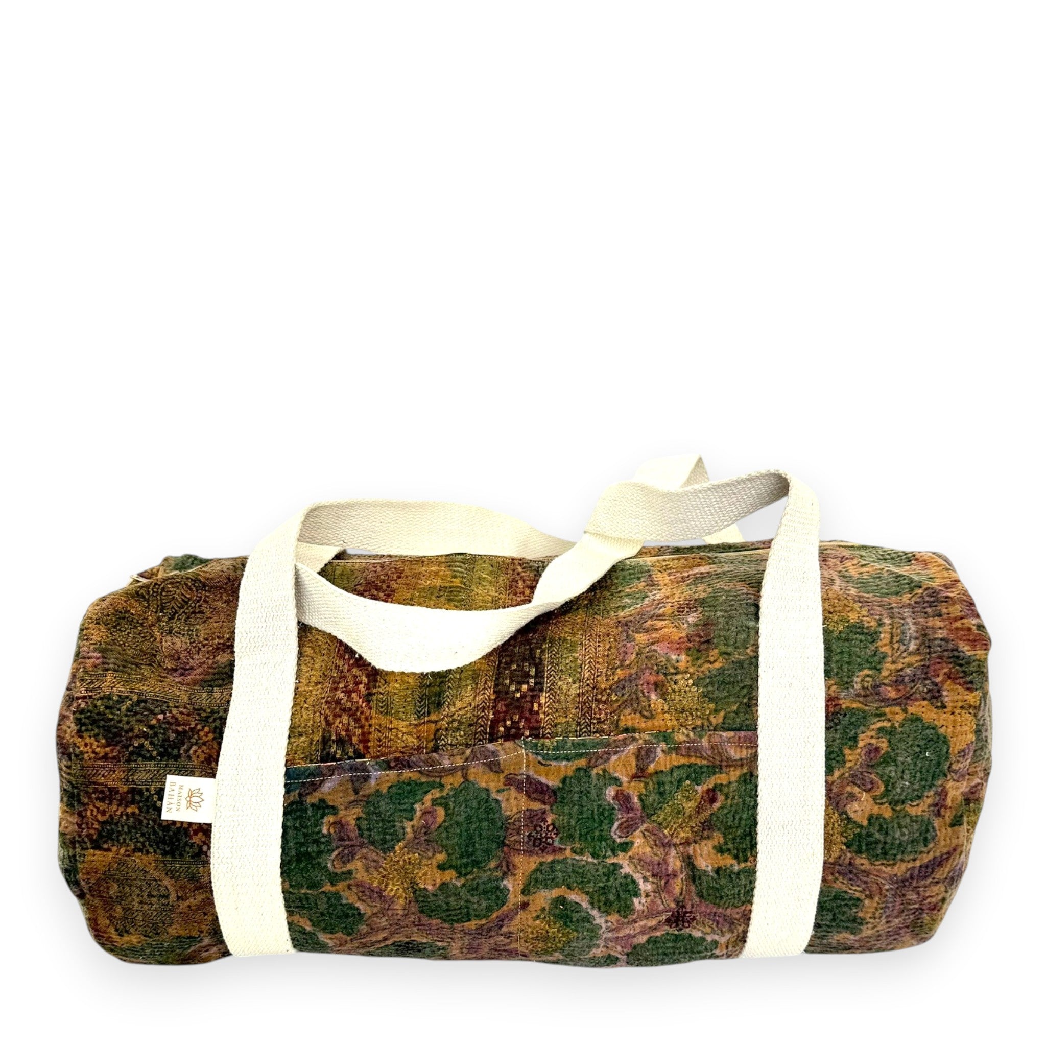 Sac week-end femme Kantha Bagru en coton artisanal vintage sac de voyage bohème Maison Bahan