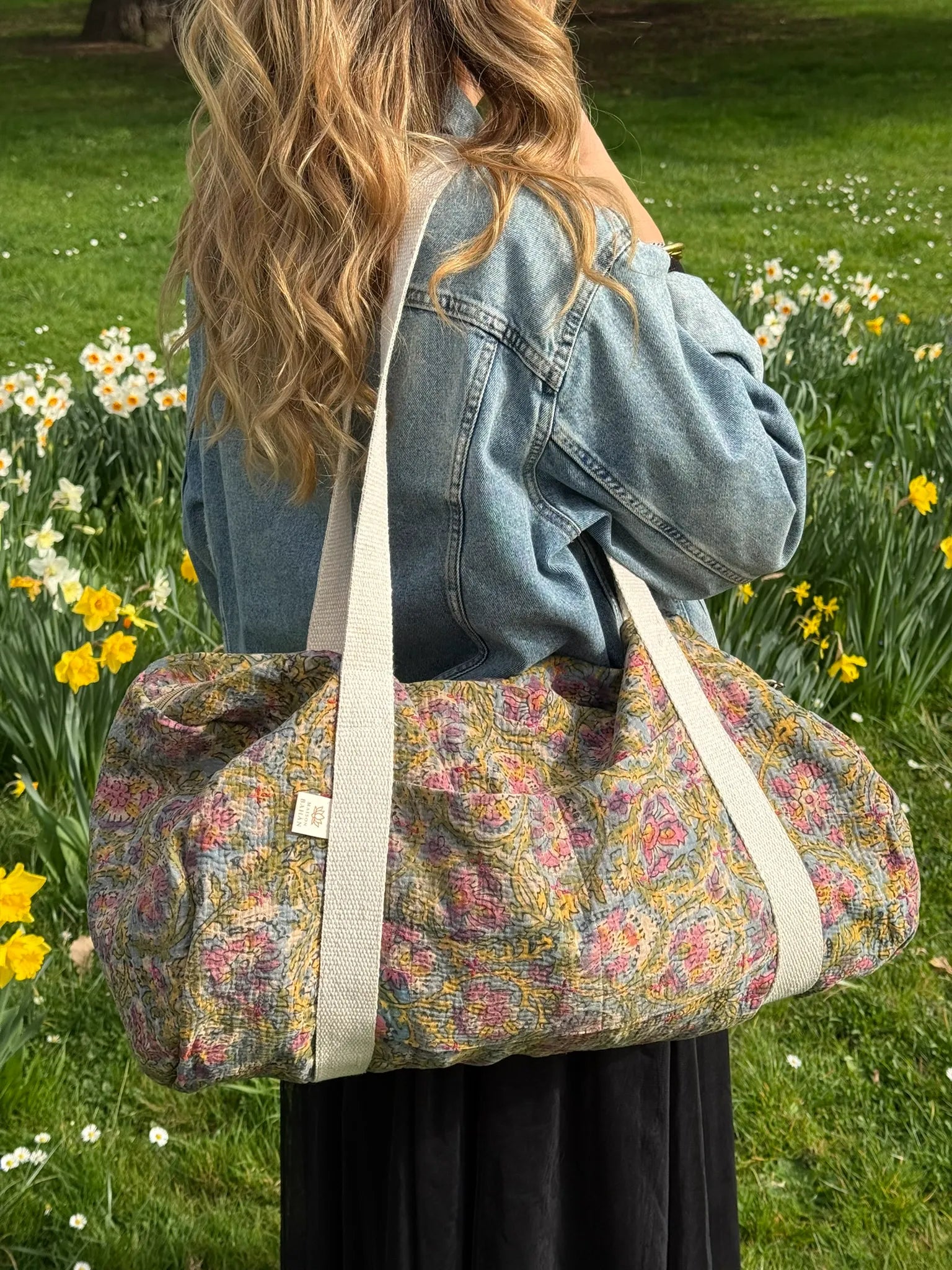 Sac Week-end en Tissu Indien Kantha Armel