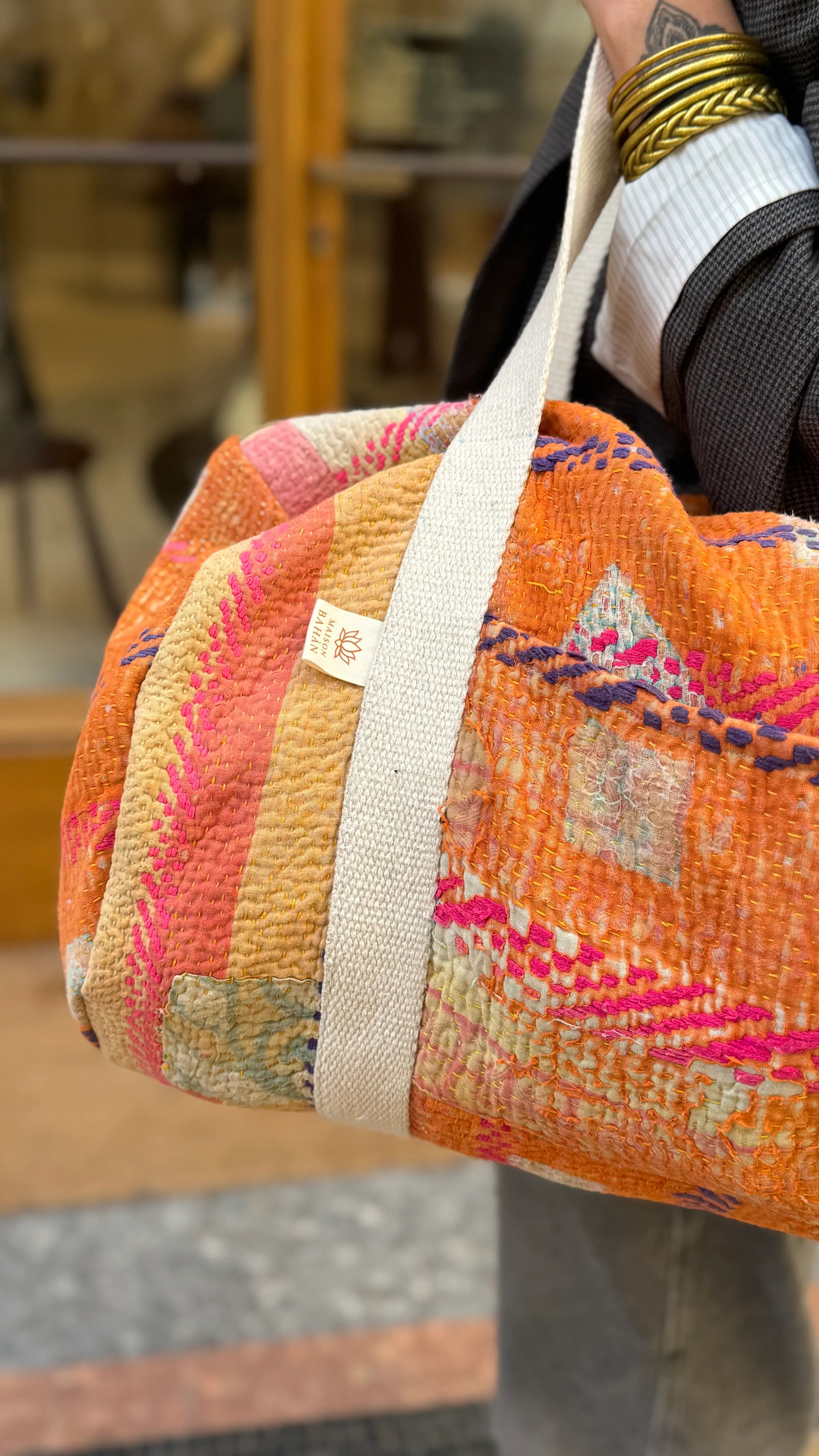 Sac Week-end en Tissu Indien Kantha Aven