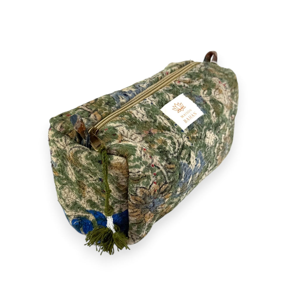 Trousse toilette maquillage Kantha Bagru en coton artisanal vintage accessoire yoga bohème femme Maison Bahan