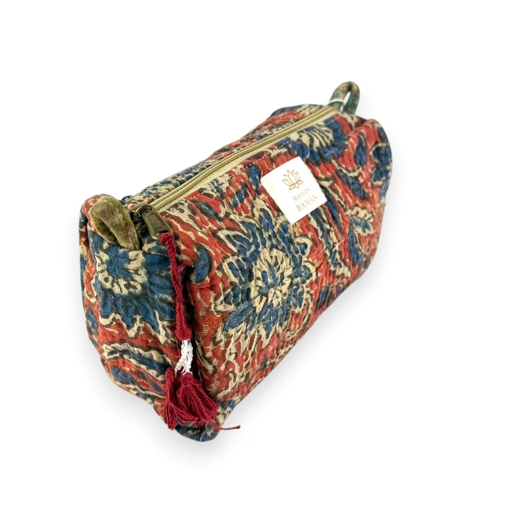 Trousse toilette maquillage Kantha Bagru en coton artisanal vintage accessoire yoga bohème femme Maison Bahan