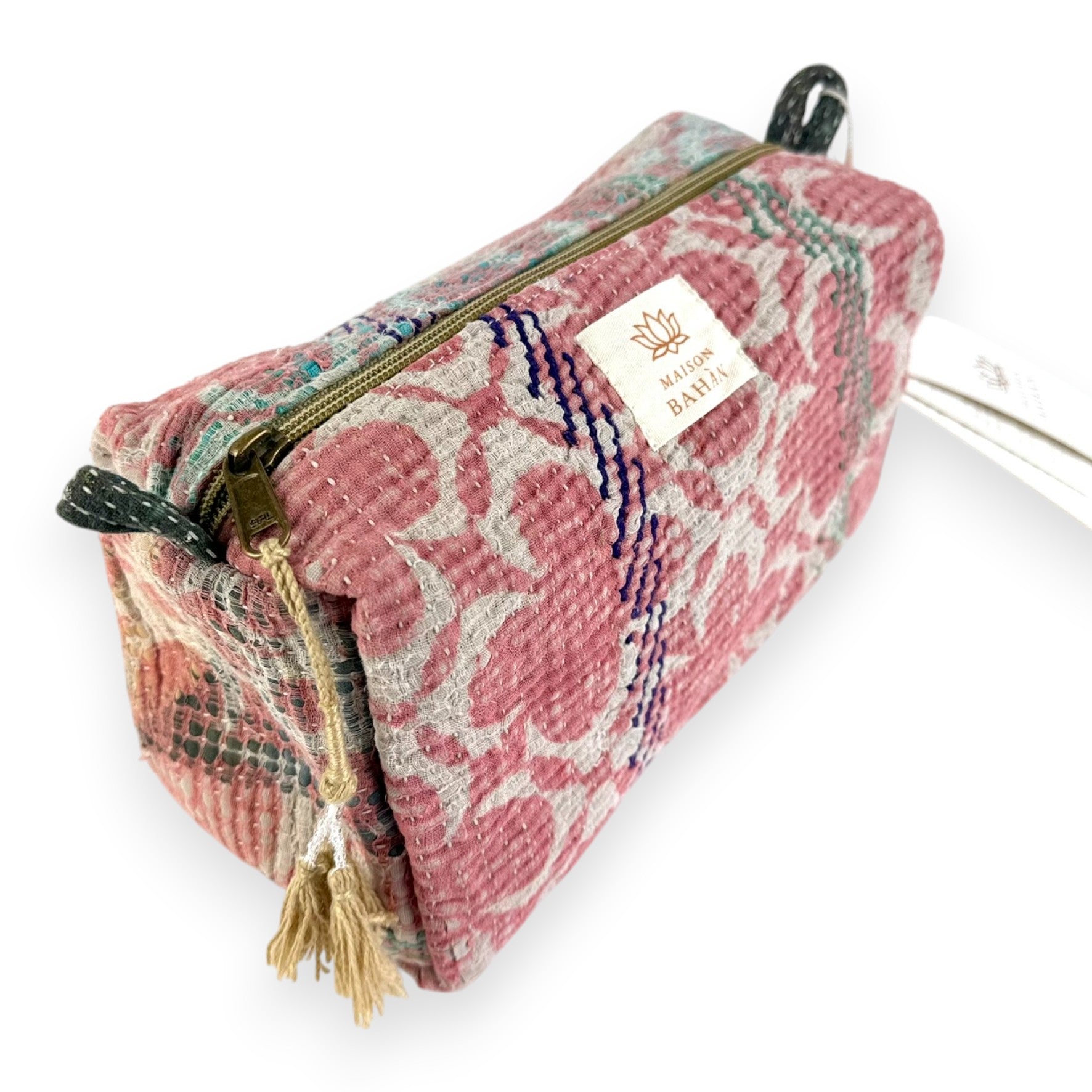 Trousse toilette maquillage Kantha Bagru en coton artisanal vintage accessoire yoga bohème femme Maison Bahan