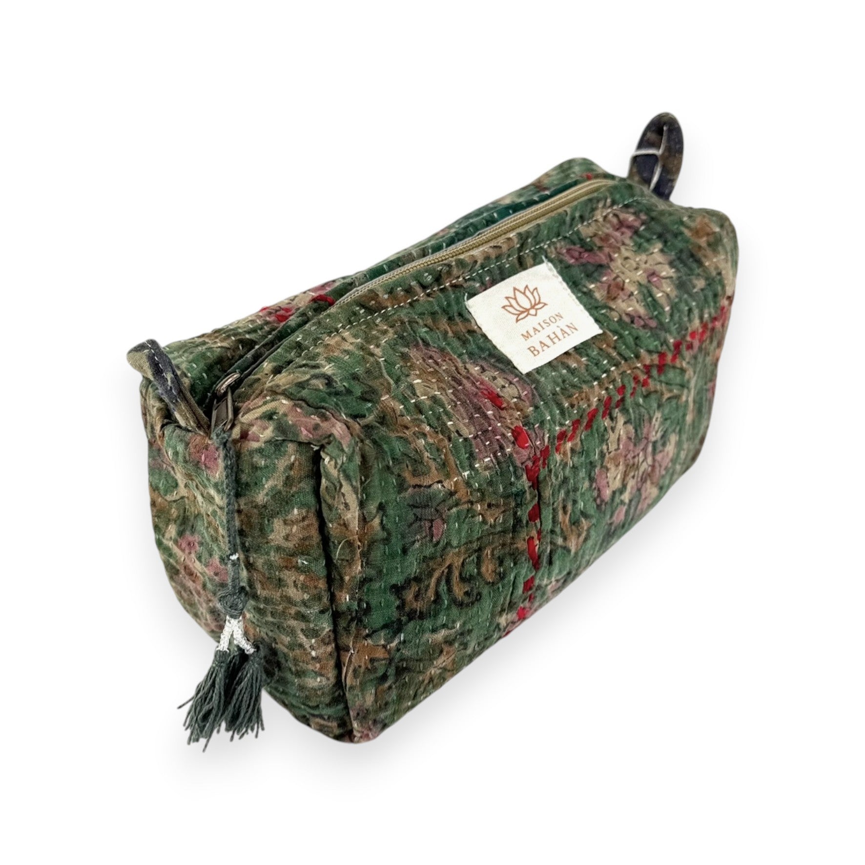 Trousse toilette maquillage Kantha Bagru en coton artisanal vintage accessoire yoga bohème femme Maison Bahan