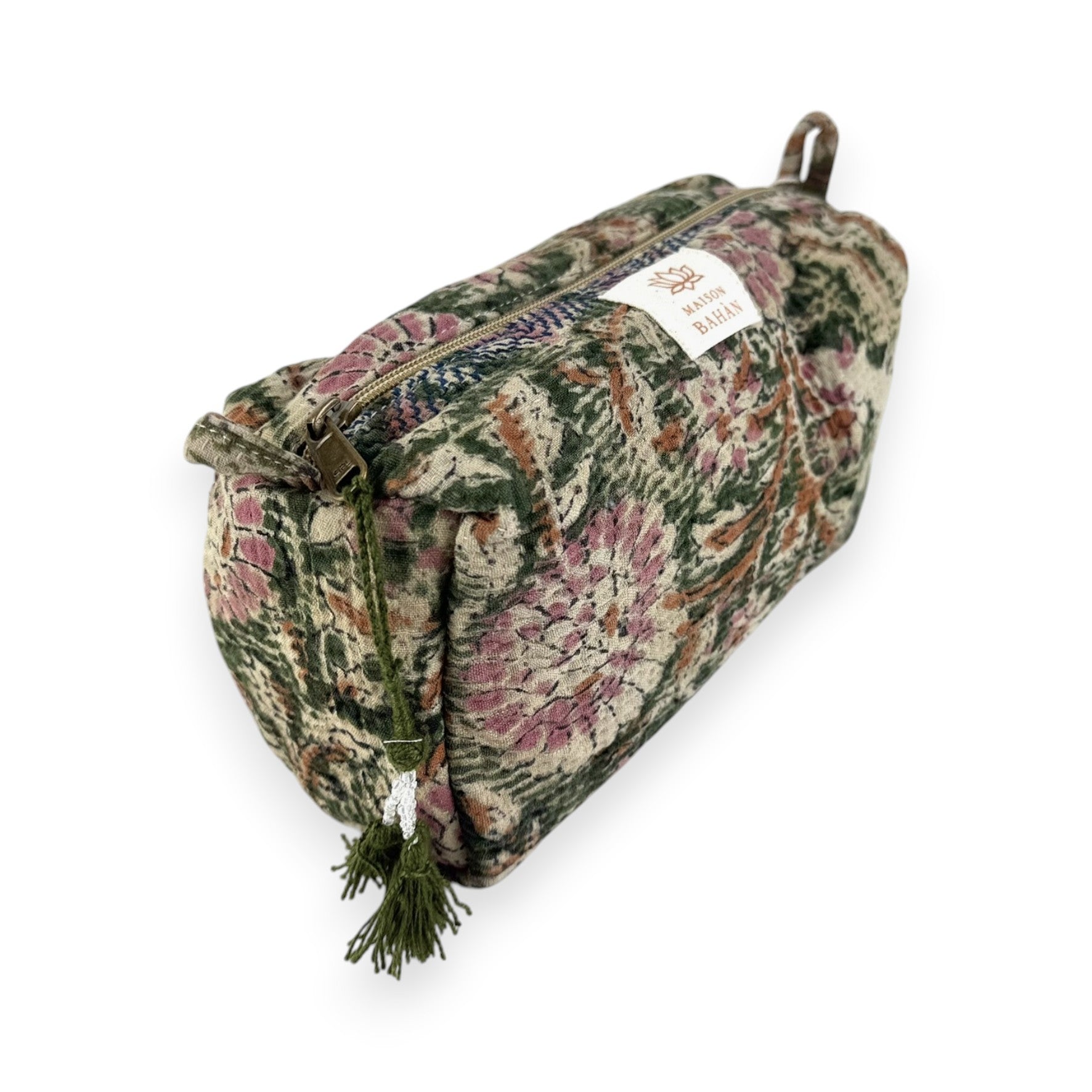 Trousse toilette maquillage Kantha Bagru en coton artisanal vintage accessoire yoga bohème femme Maison Bahan