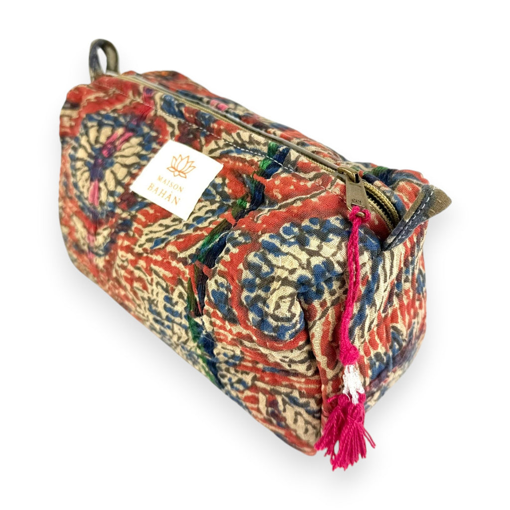 Trousse toilette maquillage Kantha Bagru en coton artisanal vintage accessoire yoga bohème femme Maison Bahan