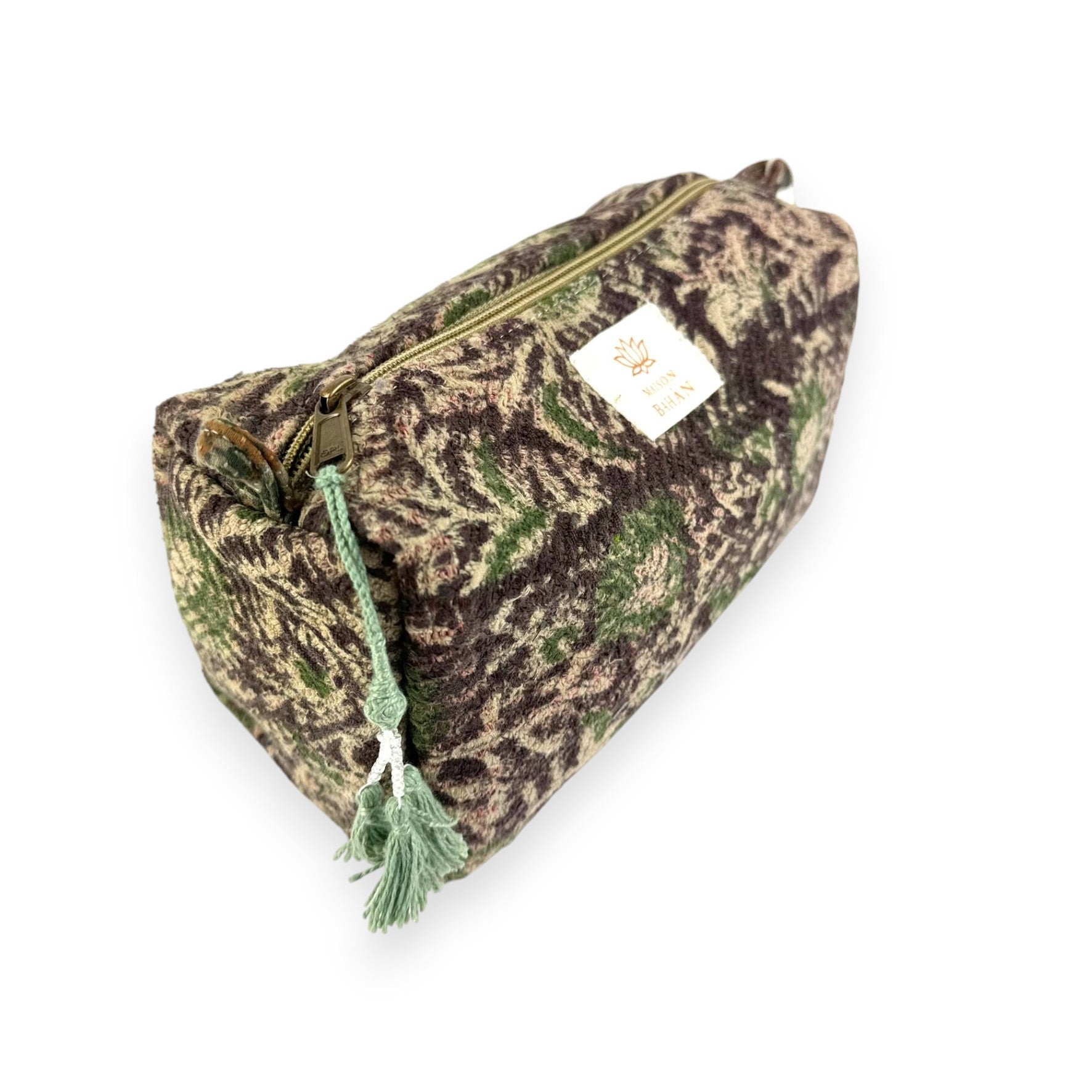 Trousse toilette maquillage Kantha Bagru en coton artisanal vintage accessoire yoga bohème femme Maison Bahan