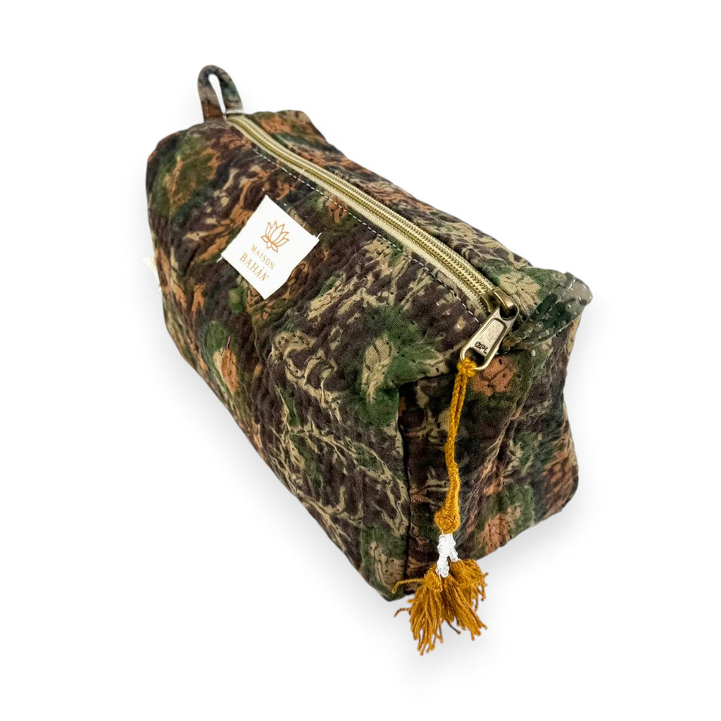 Trousse toilette maquillage Kantha Bagru en coton artisanal vintage accessoire yoga bohème femme Maison Bahan