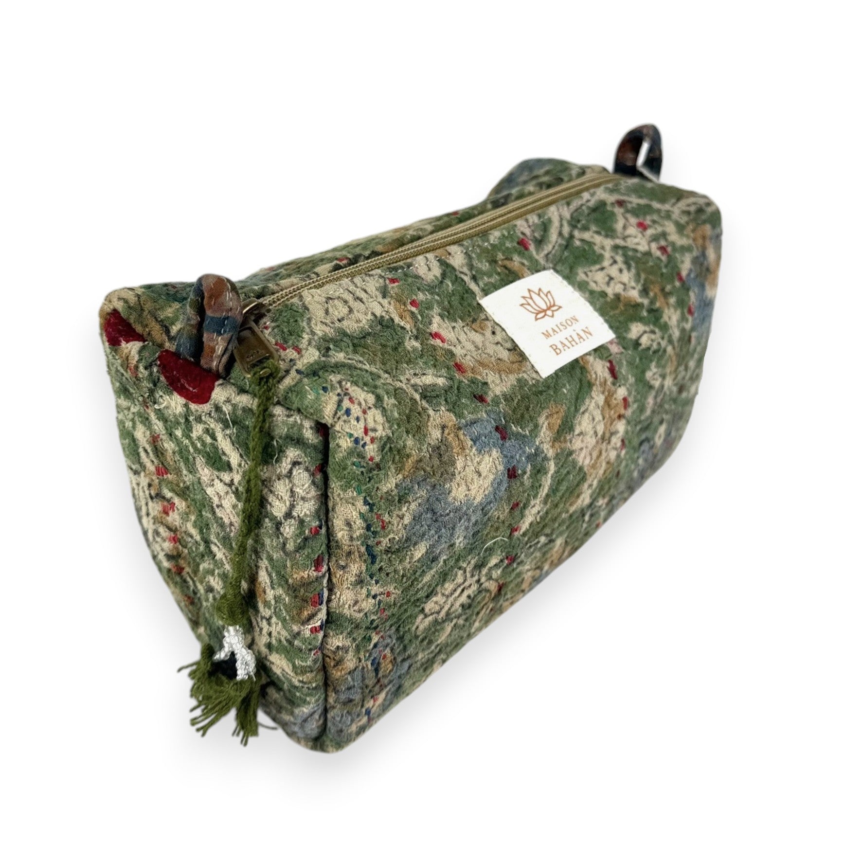 Trousse toilette maquillage Kantha Bagru en coton artisanal vintage accessoire yoga bohème femme Maison Bahan