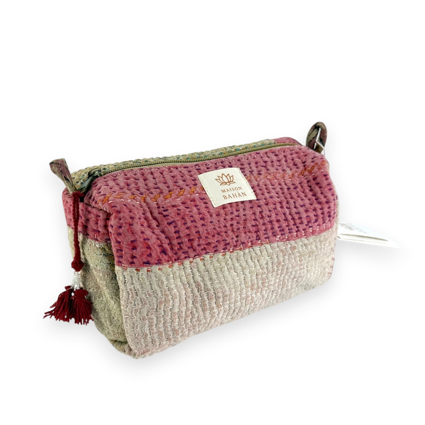 Trousse toilette maquillage Kantha Bagru en coton artisanal vintage accessoire yoga bohème femme Maison Bahan