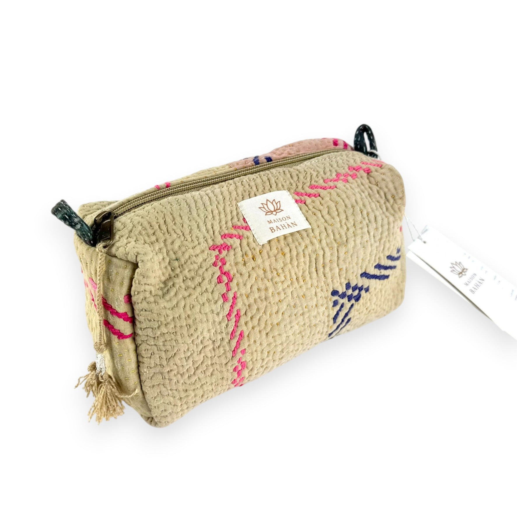 Trousse toilette maquillage Kantha Bagru en coton artisanal vintage accessoire yoga bohème femme Maison Bahan