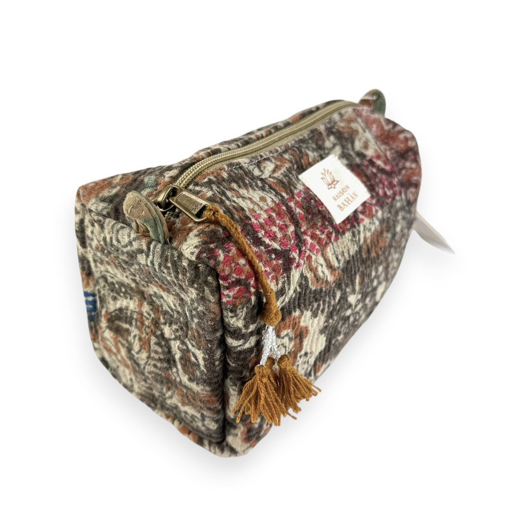 Trousse toilette maquillage Kantha Bagru en coton artisanal vintage accessoire yoga bohème femme Maison Bahan