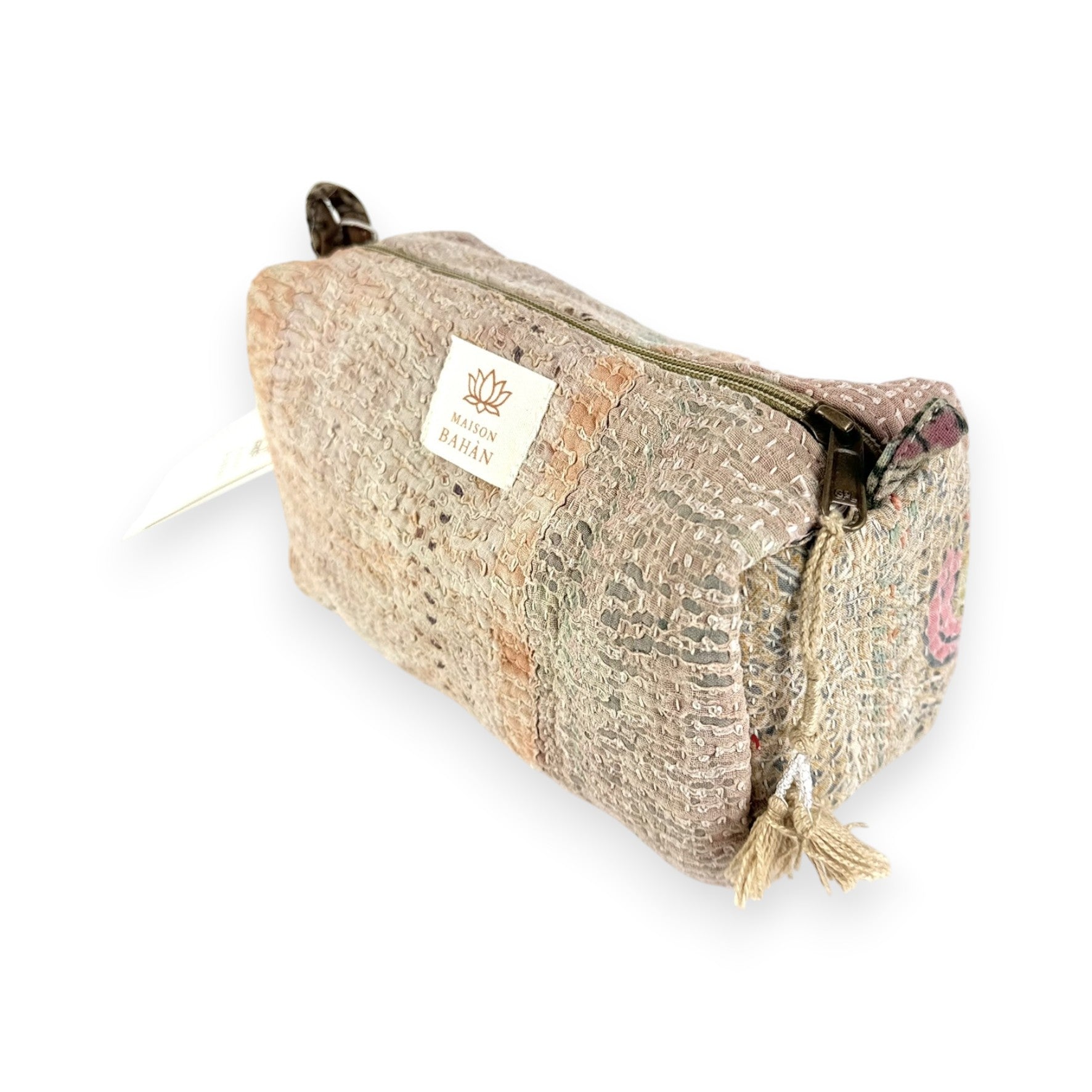 Trousse toilette maquillage Kantha Bagru en coton artisanal vintage accessoire yoga bohème femme Maison Bahan