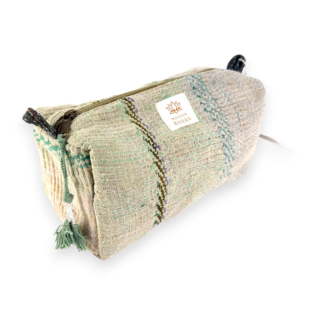 Trousse toilette maquillage Kantha Bagru en coton artisanal vintage accessoire yoga bohème femme Maison Bahan