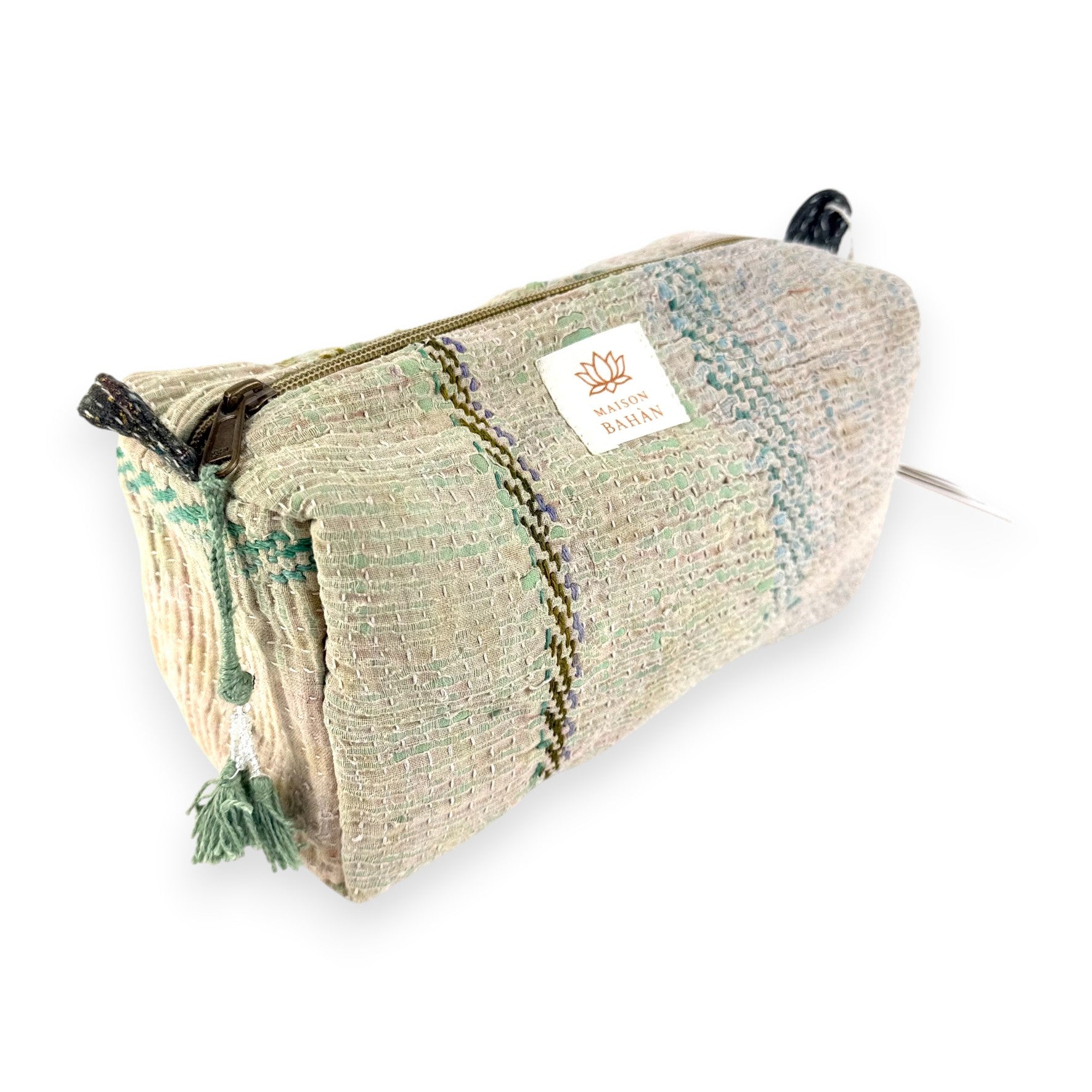 Trousse toilette maquillage Kantha Bagru en coton artisanal vintage accessoire yoga bohème femme Maison Bahan