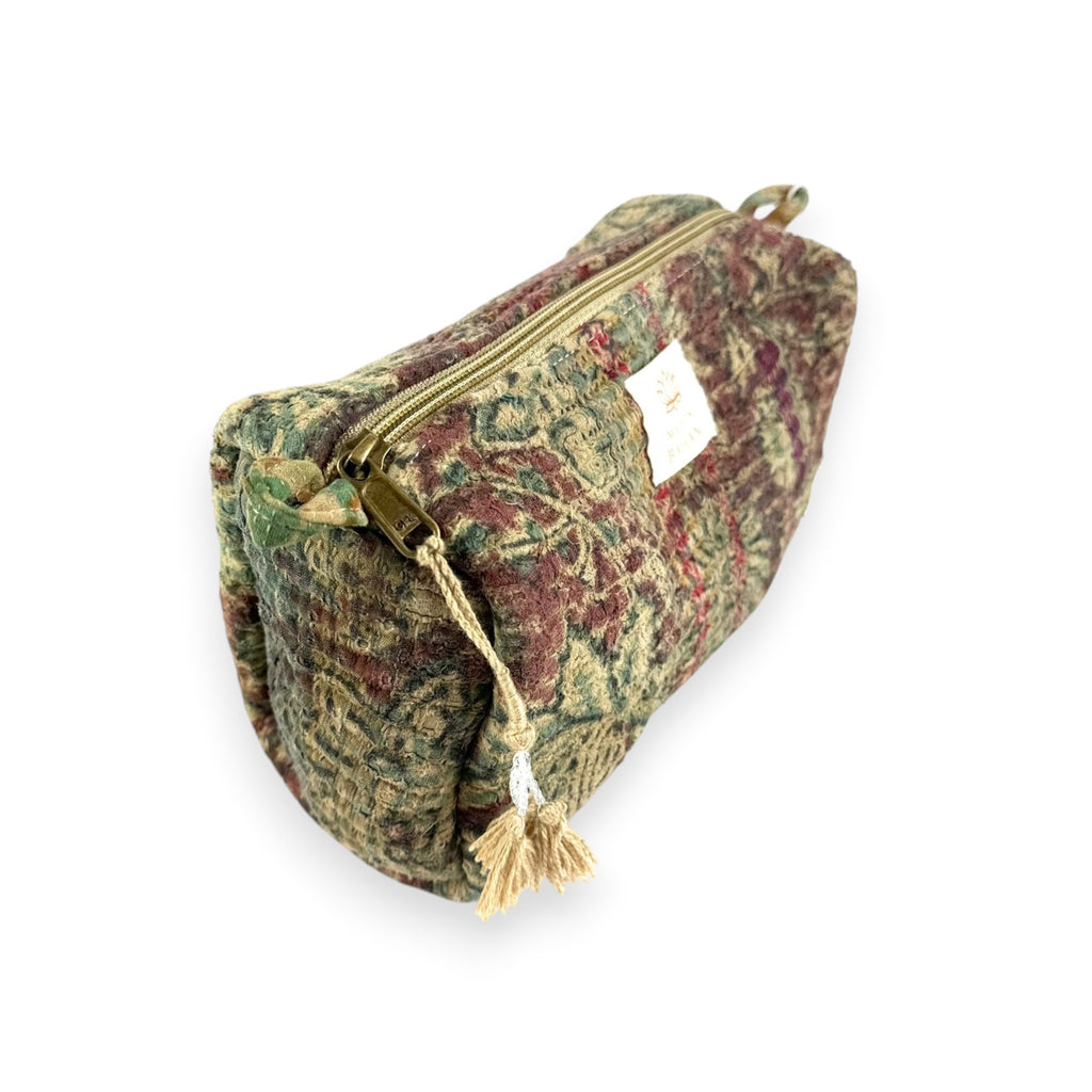 Trousse toilette maquillage Kantha Bagru en coton artisanal vintage accessoire yoga bohème femme Maison Bahan