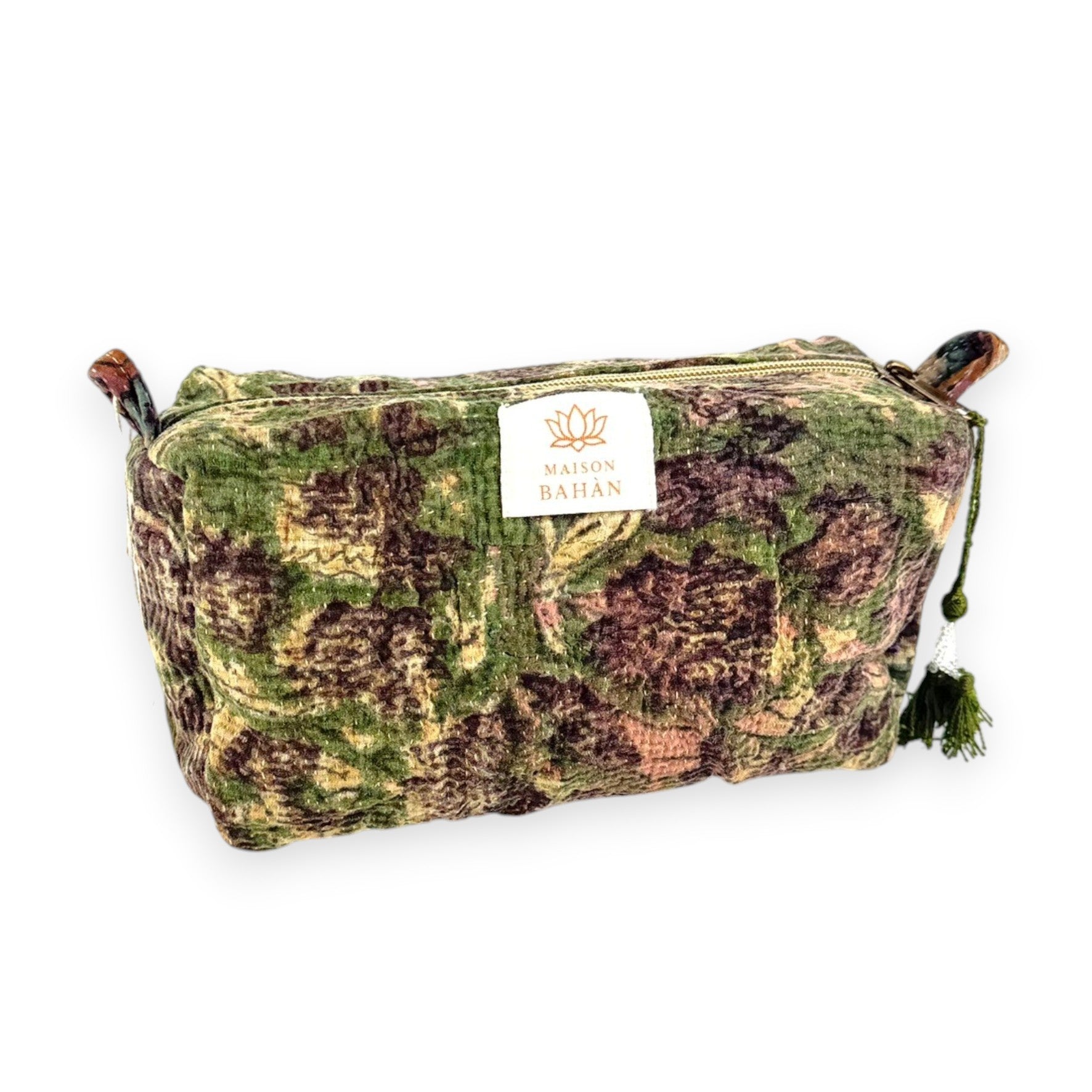 Trousse toilette maquillage Kantha Bagru en coton artisanal vintage accessoire yoga bohème femme Maison Bahan