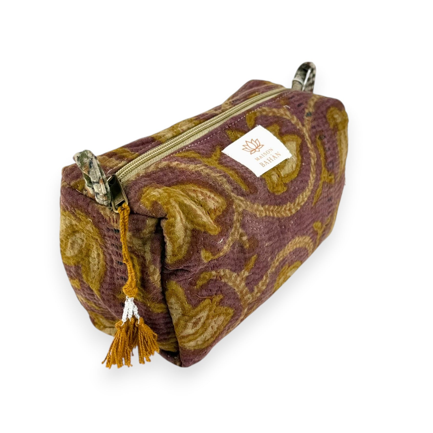 Trousse toilette maquillage Kantha Bagru en coton artisanal vintage accessoire yoga bohème femme Maison Bahan