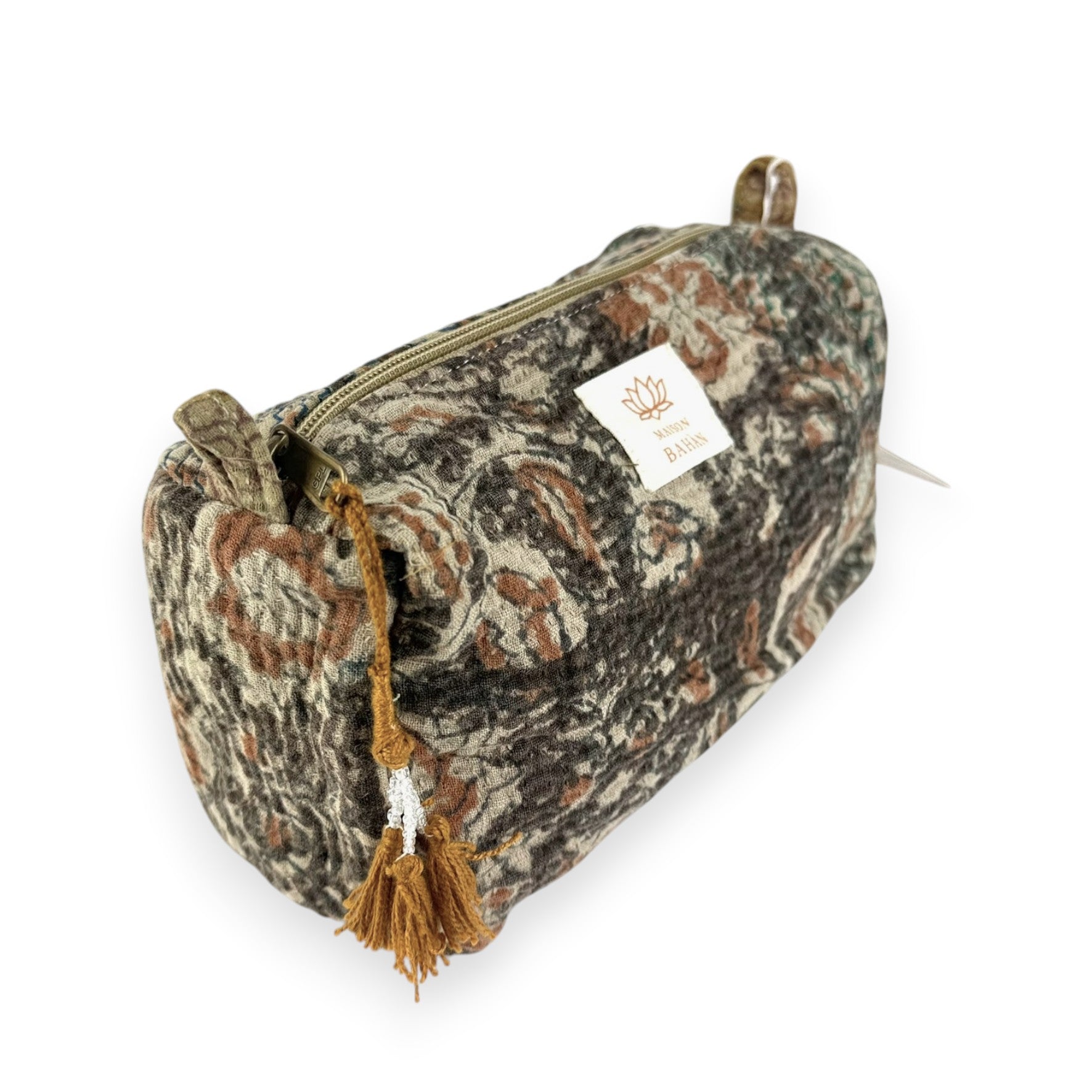 Trousse toilette maquillage Kantha Bagru en coton artisanal vintage accessoire yoga bohème femme Maison Bahan