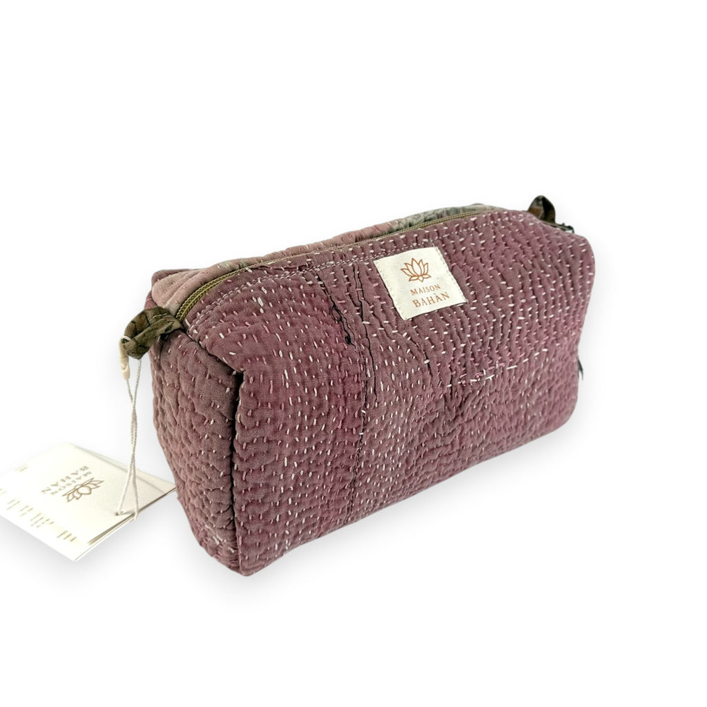 Trousse toilette maquillage Kantha Bagru en coton artisanal vintage accessoire yoga bohème femme Maison Bahan
