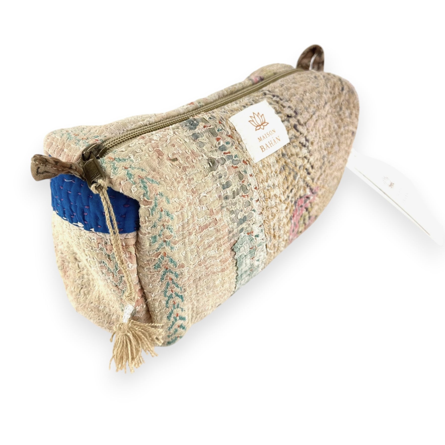 Trousse toilette maquillage Kantha Bagru en coton artisanal vintage accessoire yoga bohème femme Maison Bahan