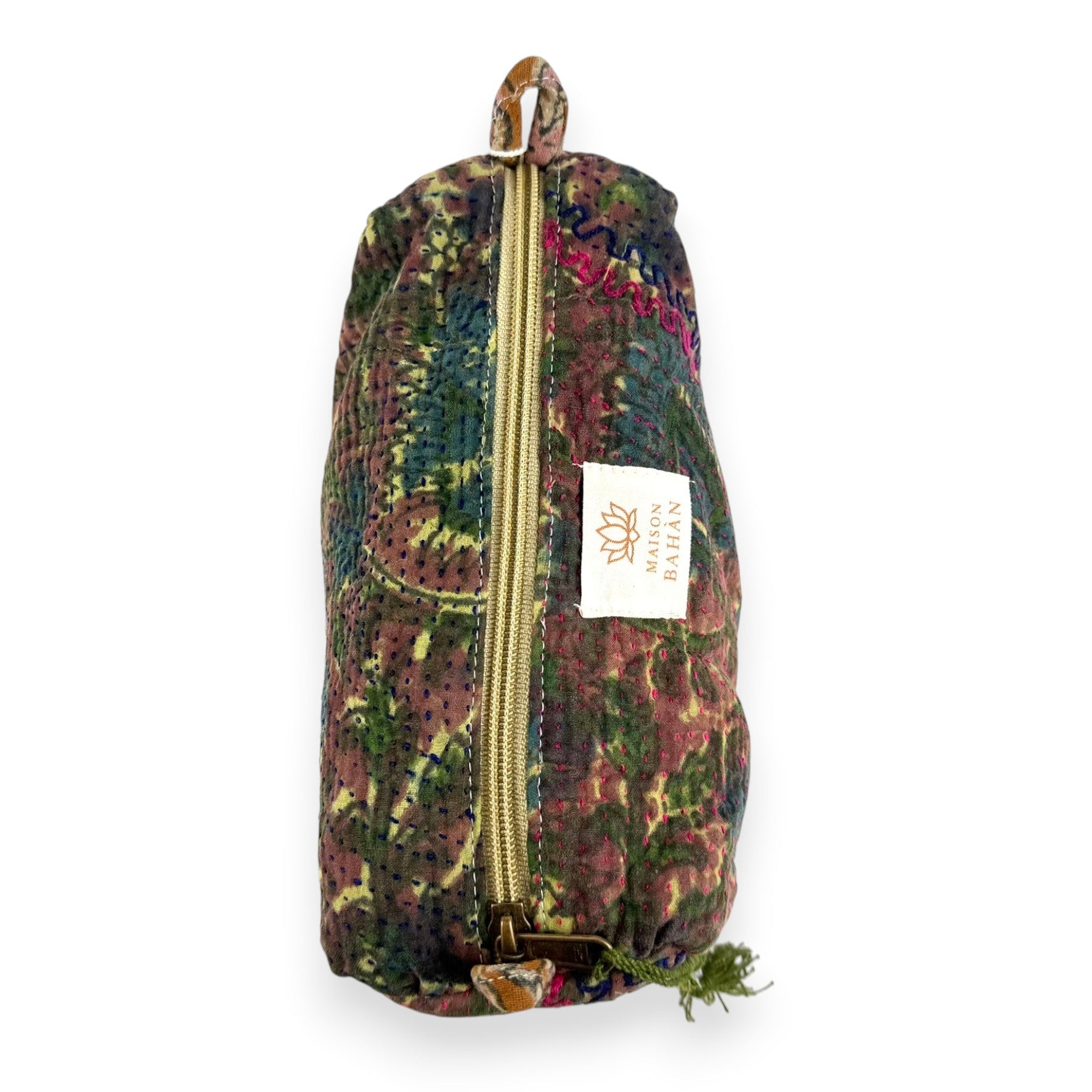 Trousse toilette maquillage Kantha Bagru en coton artisanal vintage accessoire yoga bohème femme Maison Bahan