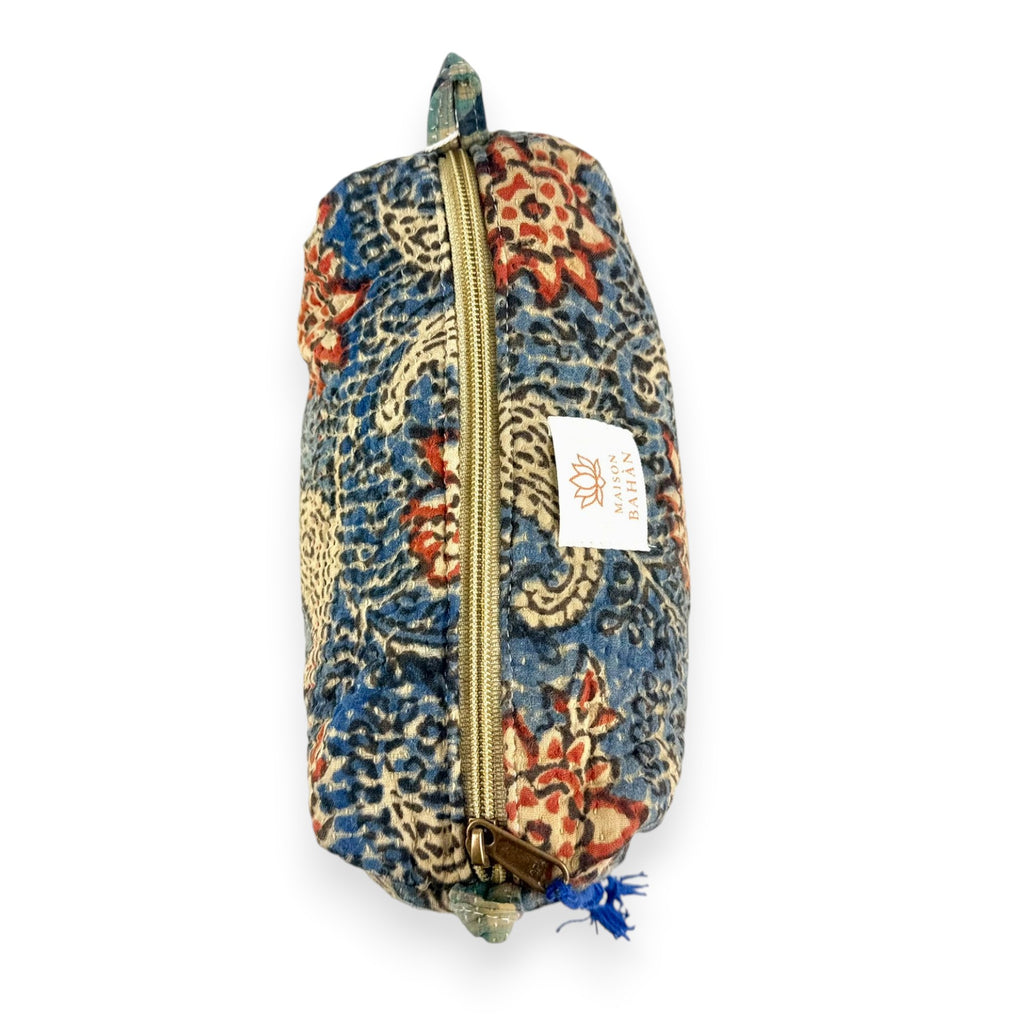 Trousse toilette maquillage Kantha Bagru en coton artisanal vintage accessoire yoga bohème femme Maison Bahan