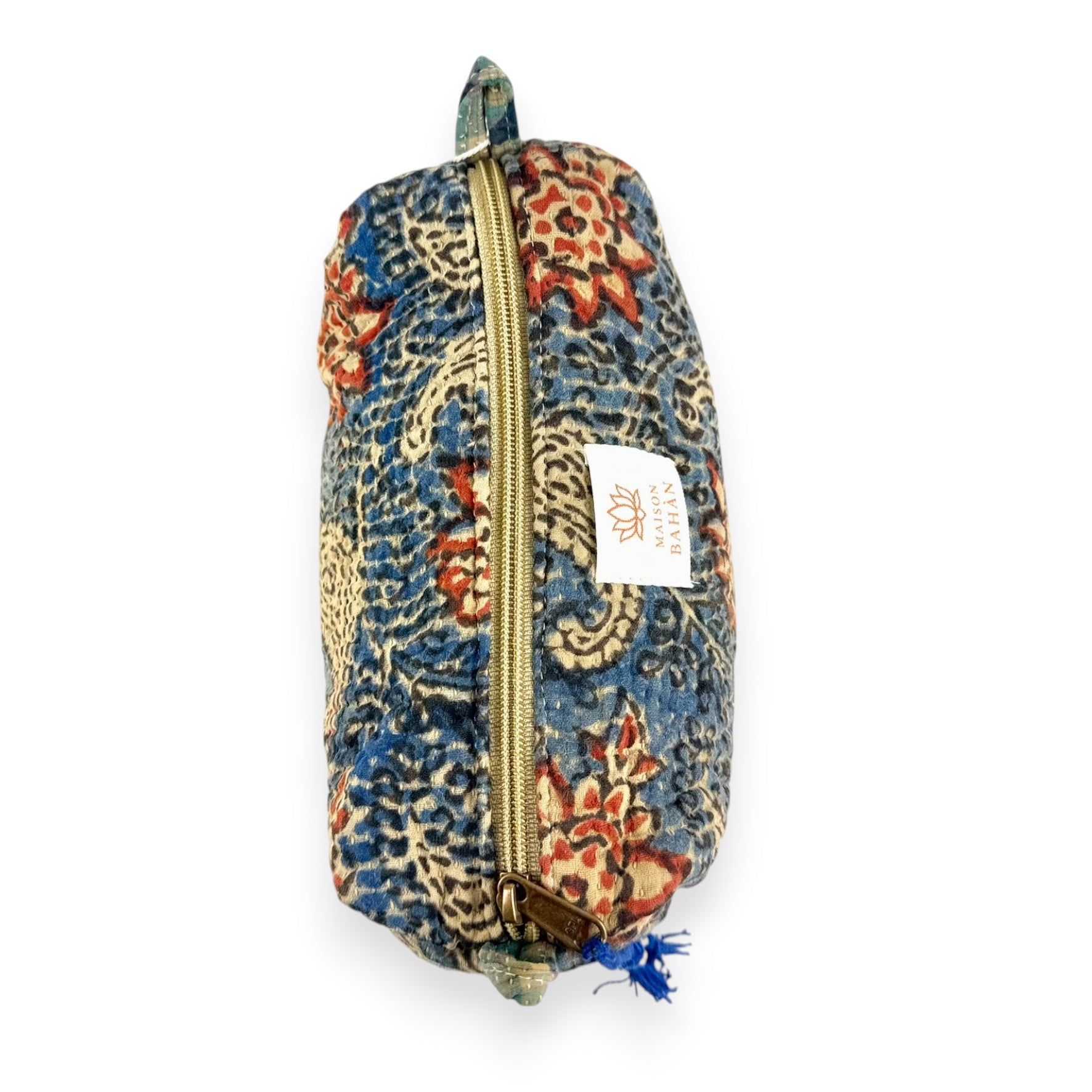 Trousse toilette maquillage Kantha Bagru en coton artisanal vintage accessoire yoga bohème femme Maison Bahan