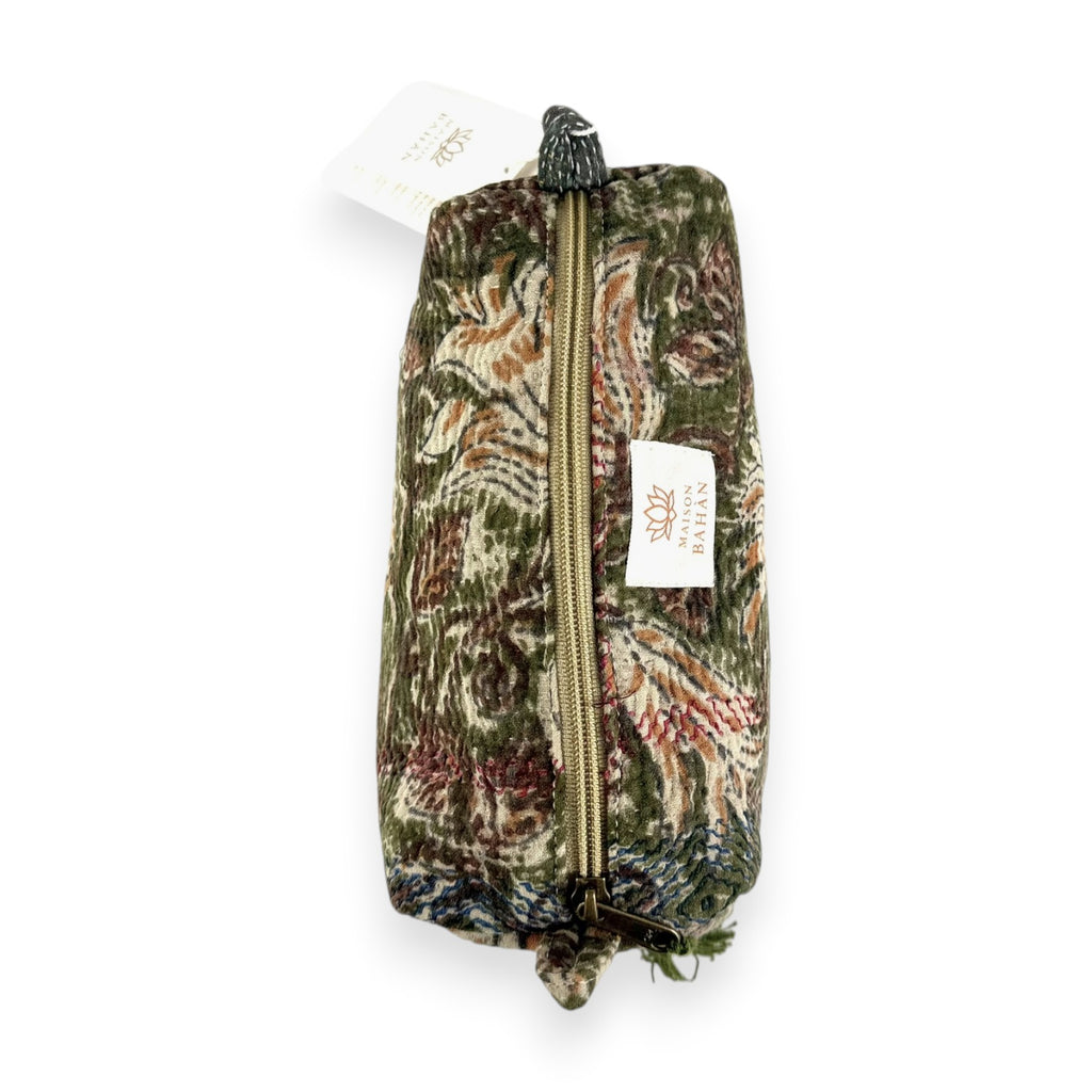 Trousse toilette maquillage Kantha Bagru en coton artisanal vintage accessoire yoga bohème femme Maison Bahan