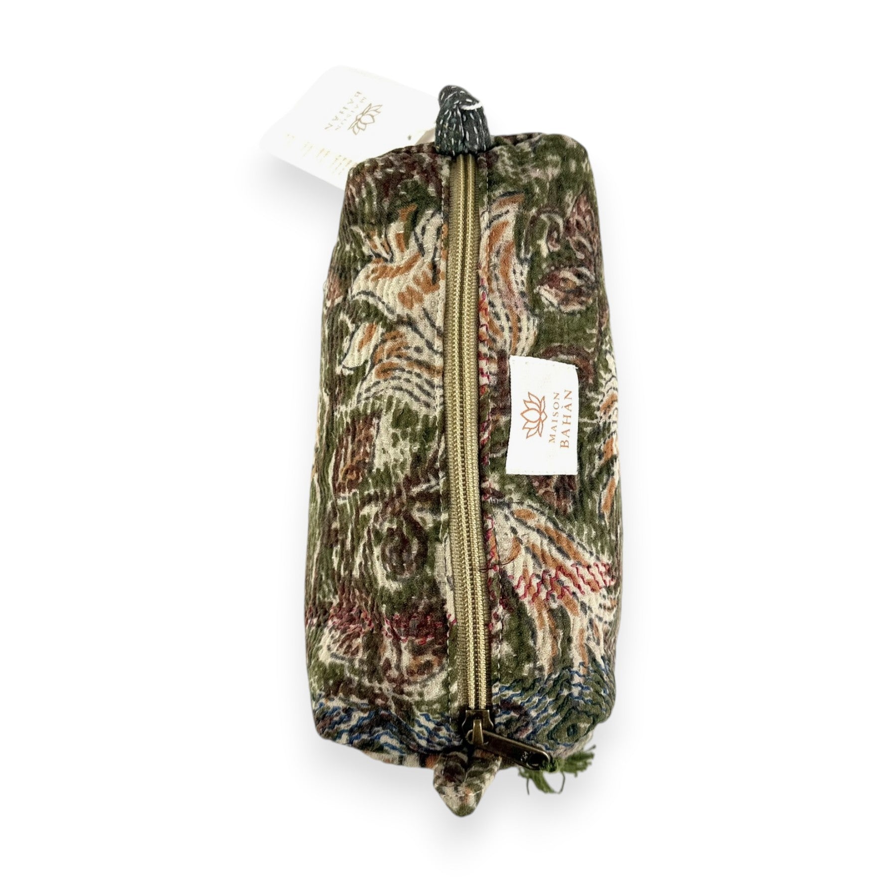 Trousse toilette maquillage Kantha Bagru en coton artisanal vintage accessoire yoga bohème femme Maison Bahan