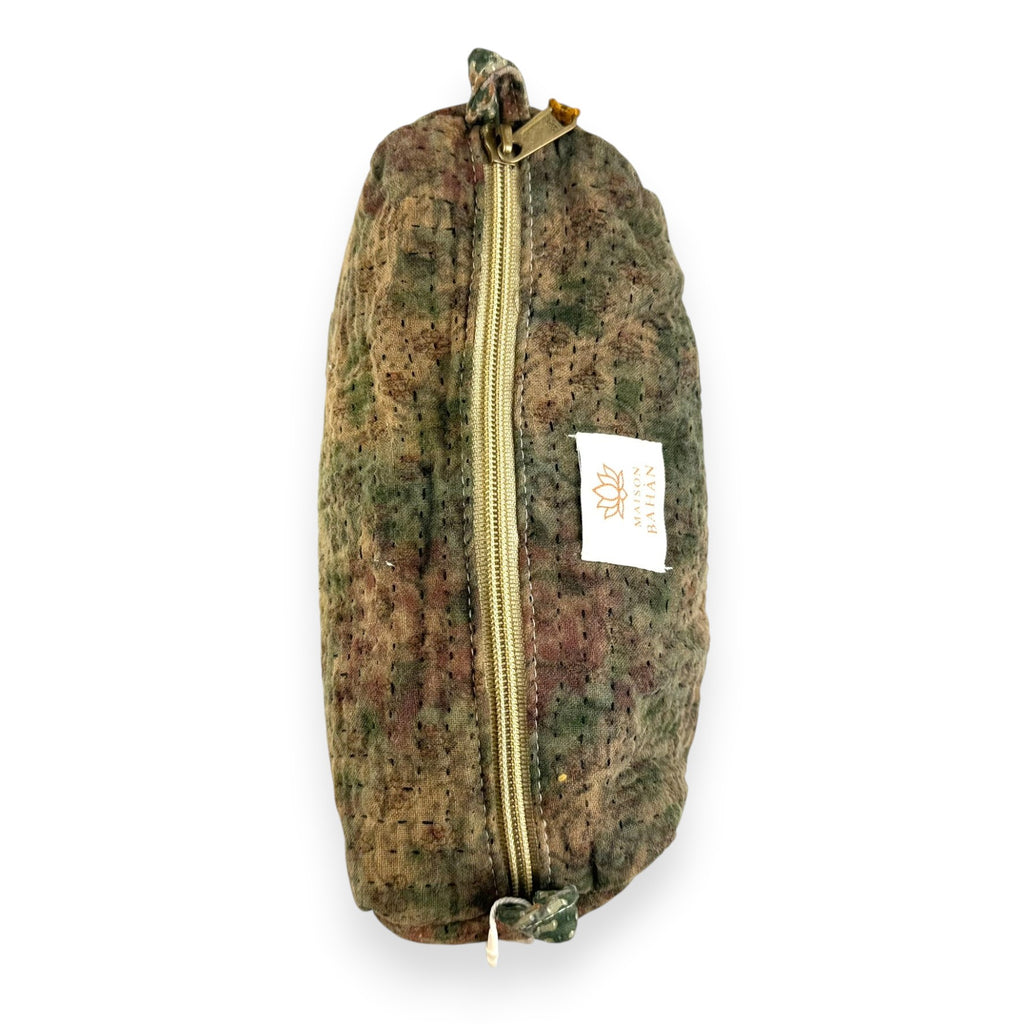 Trousse toilette maquillage Kantha Bagru en coton artisanal vintage accessoire yoga bohème femme Maison Bahan