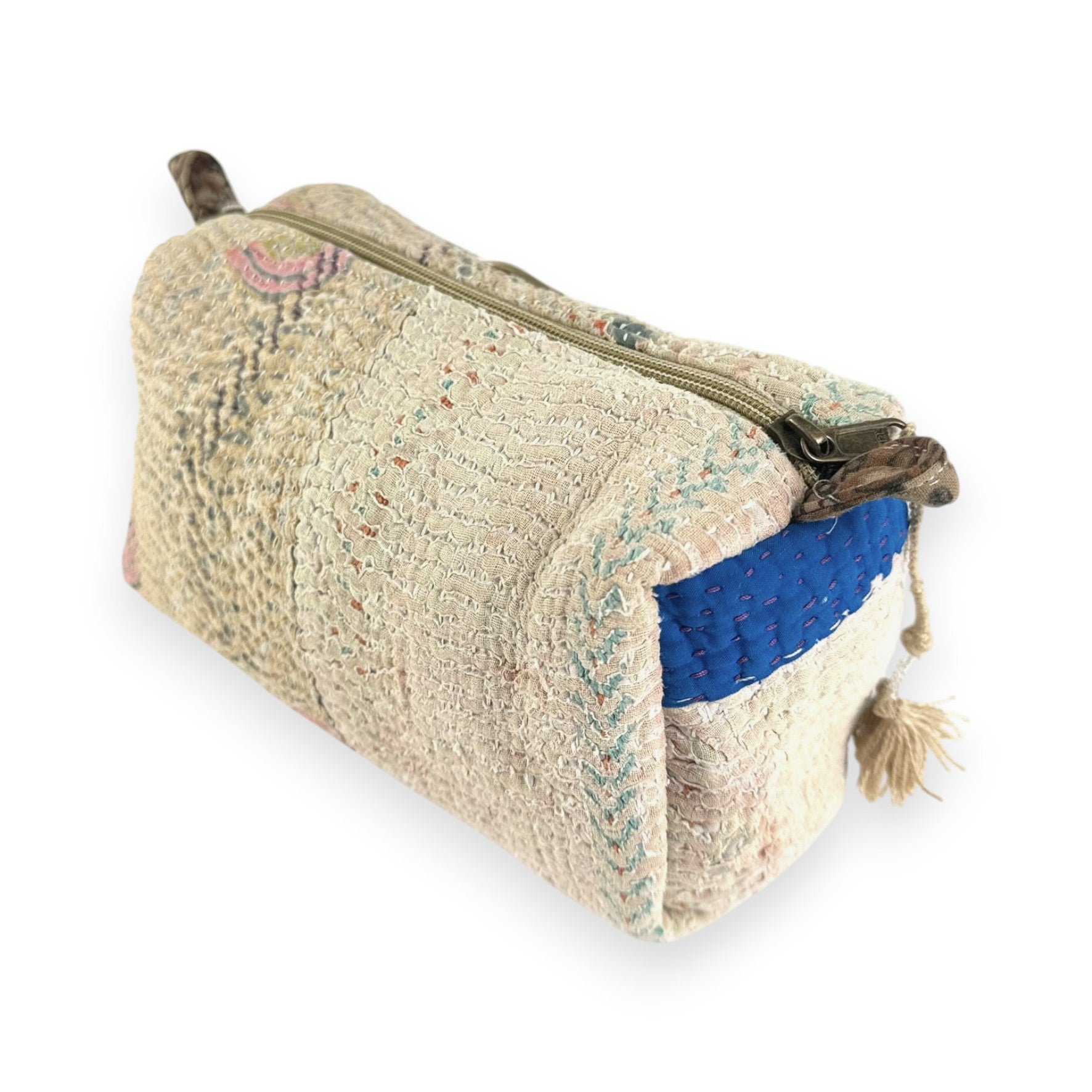 Trousse toilette maquillage Kantha Bagru en coton artisanal vintage accessoire yoga bohème femme Maison Bahan