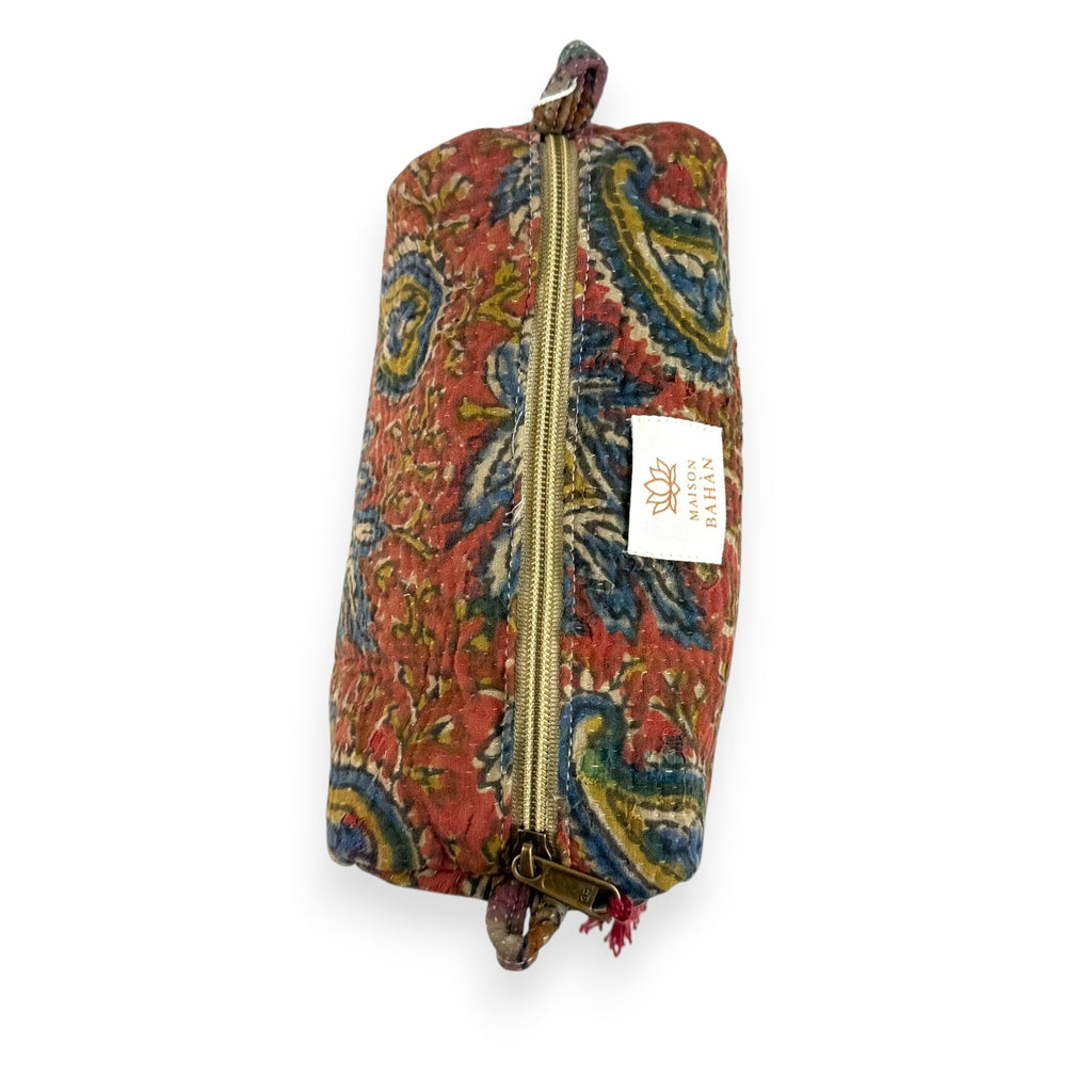 Trousse toilette maquillage Kantha Bagru en coton artisanal vintage accessoire yoga bohème femme Maison Bahan