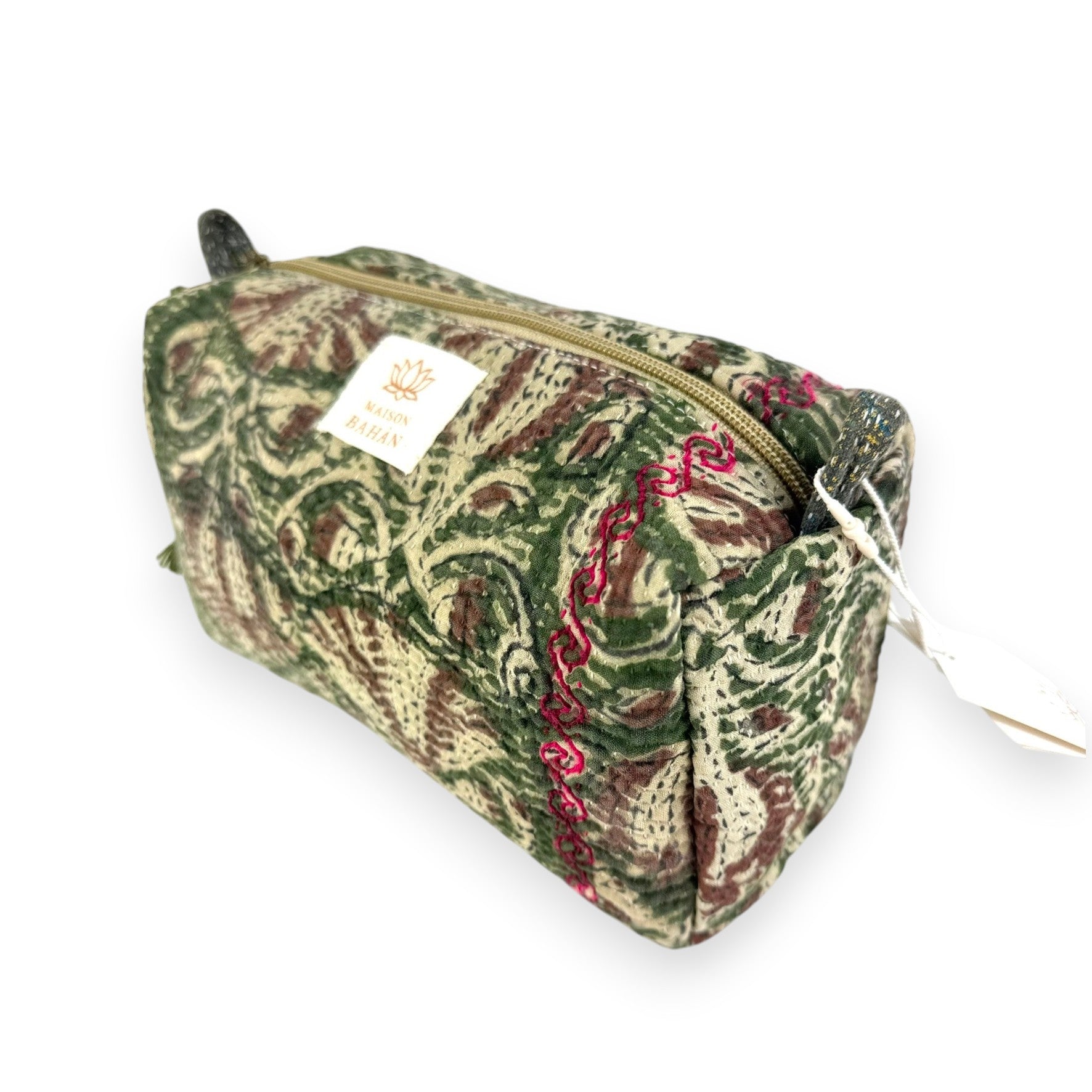 Trousse toilette maquillage Kantha Bagru en coton artisanal vintage accessoire yoga bohème femme Maison Bahan