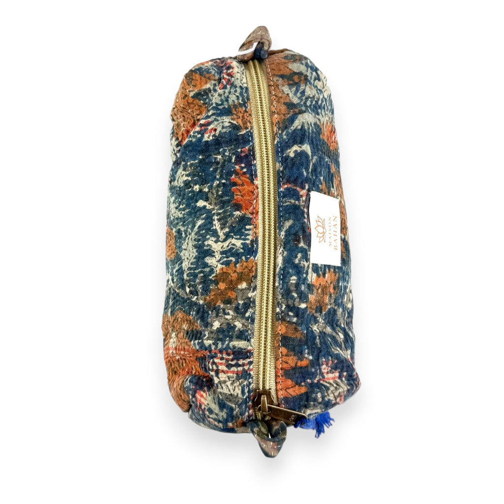 Trousse toilette maquillage Kantha Bagru en coton artisanal vintage accessoire yoga bohème femme Maison Bahan