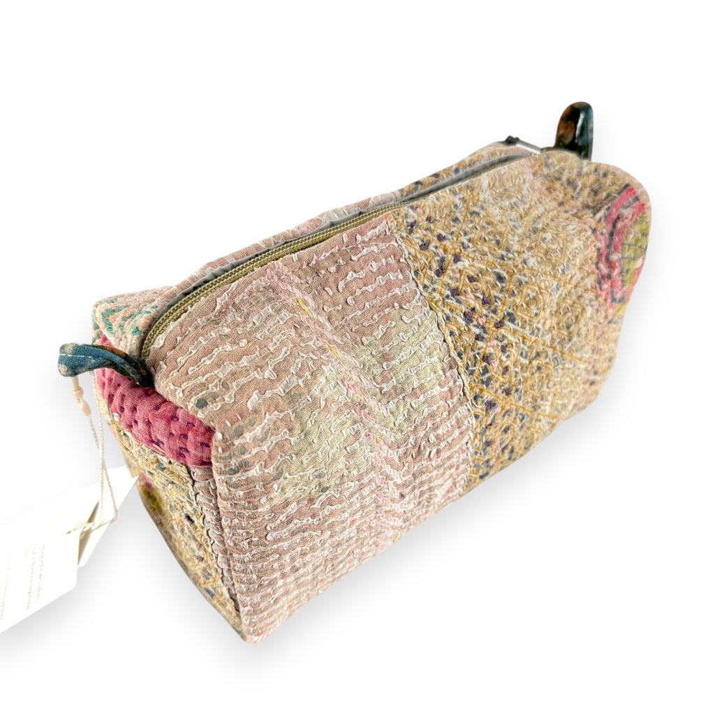 Trousse toilette maquillage Kantha Bagru en coton artisanal vintage accessoire yoga bohème femme Maison Bahan