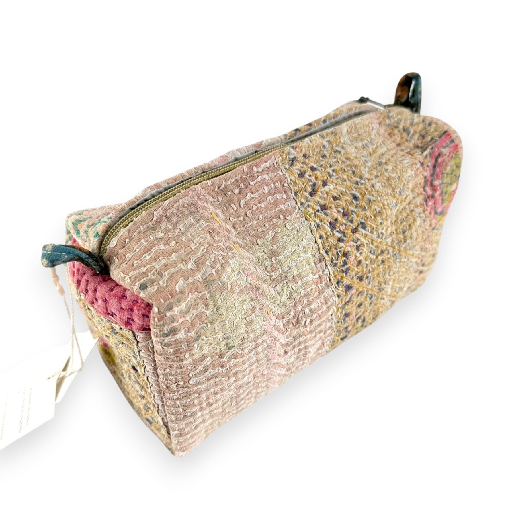 Trousse toilette maquillage Kantha Bagru en coton artisanal vintage accessoire yoga bohème femme Maison Bahan