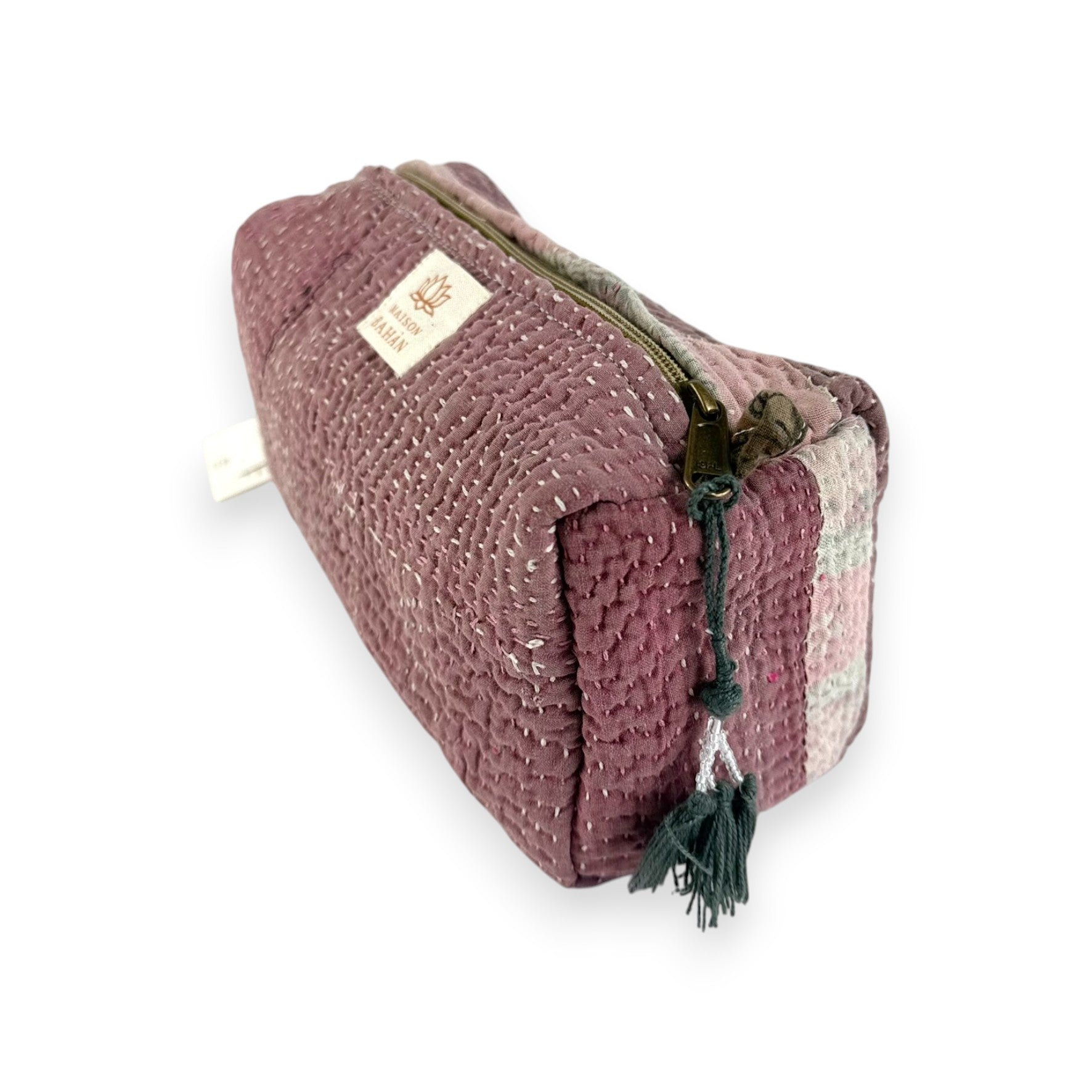 Trousse toilette maquillage Kantha Bagru en coton artisanal vintage accessoire yoga bohème femme Maison Bahan