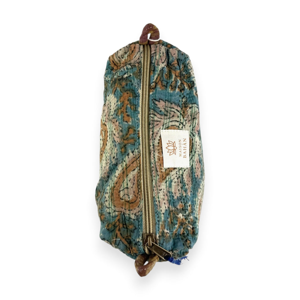 Trousse toilette maquillage Kantha Bagru en coton artisanal vintage accessoire yoga bohème femme Maison Bahan