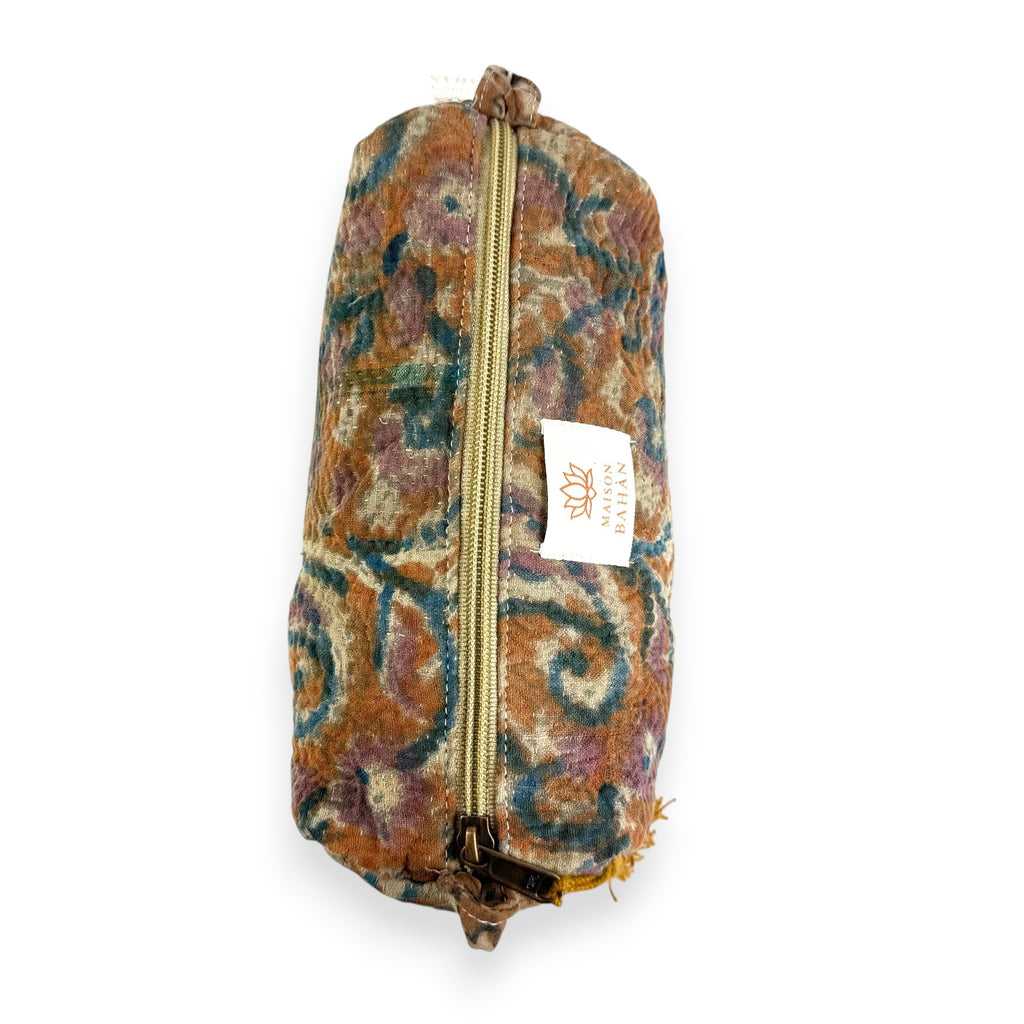 Trousse toilette maquillage Kantha Bagru en coton artisanal vintage accessoire yoga bohème femme Maison Bahan