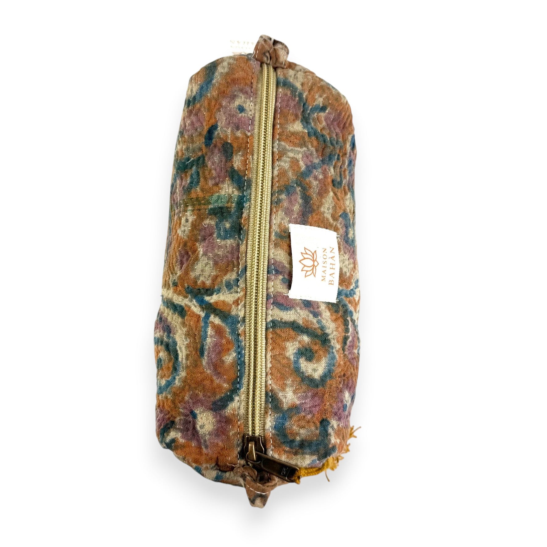Trousse toilette maquillage Kantha Bagru en coton artisanal vintage accessoire yoga bohème femme Maison Bahan