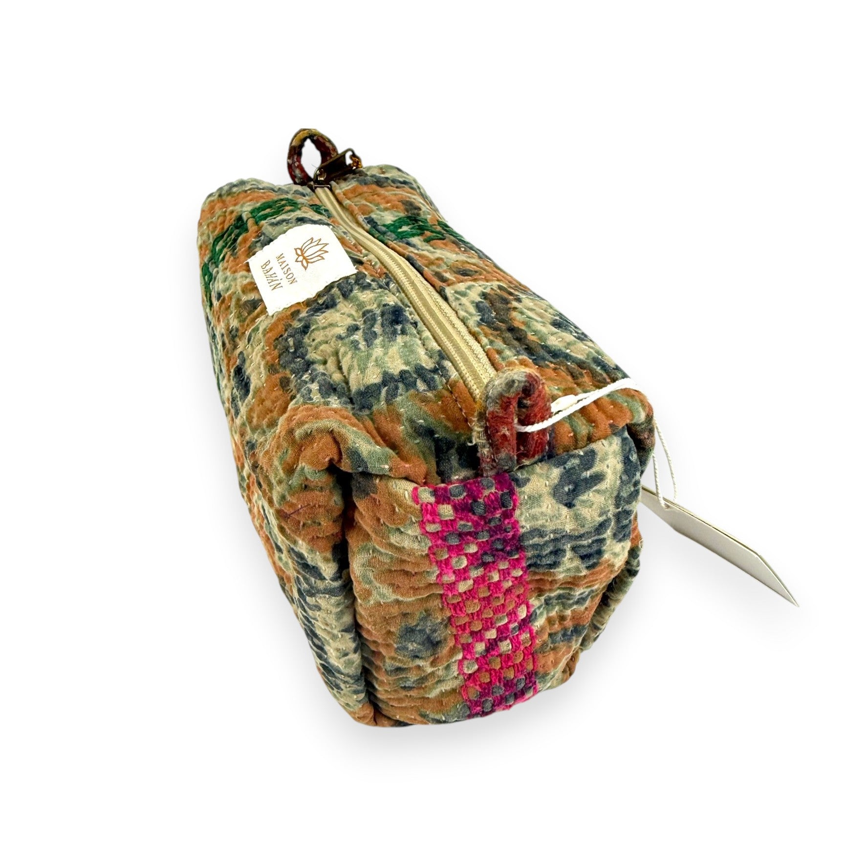 Trousse toilette maquillage Kantha Bagru en coton artisanal vintage accessoire yoga bohème femme Maison Bahan