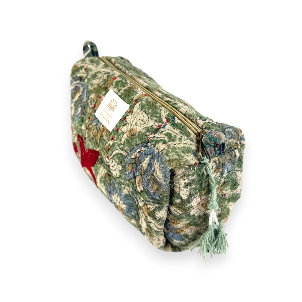 Trousse toilette maquillage Kantha Bagru en coton artisanal vintage accessoire yoga bohème femme Maison Bahan