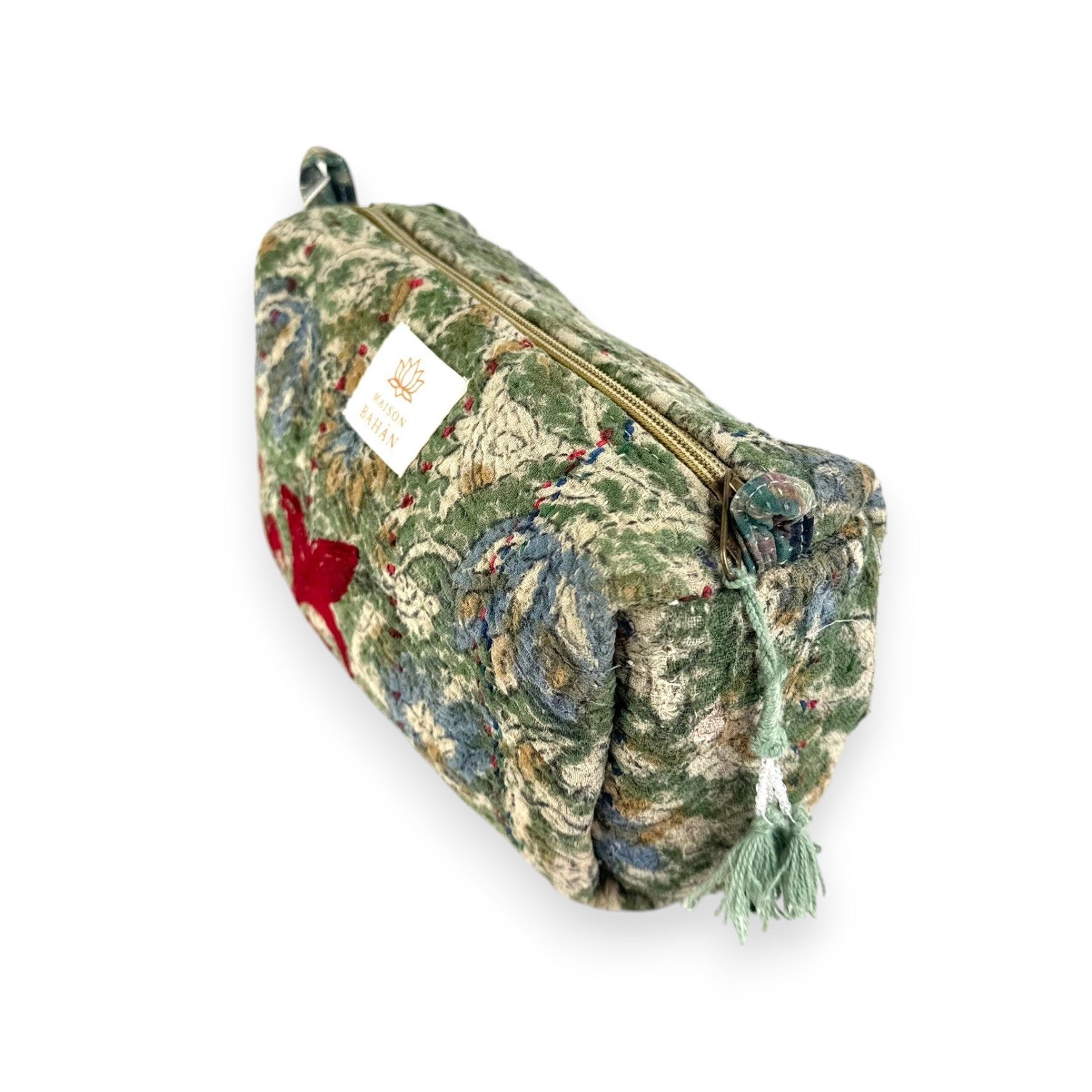 Trousse toilette maquillage Kantha Bagru en coton artisanal vintage accessoire yoga bohème femme Maison Bahan
