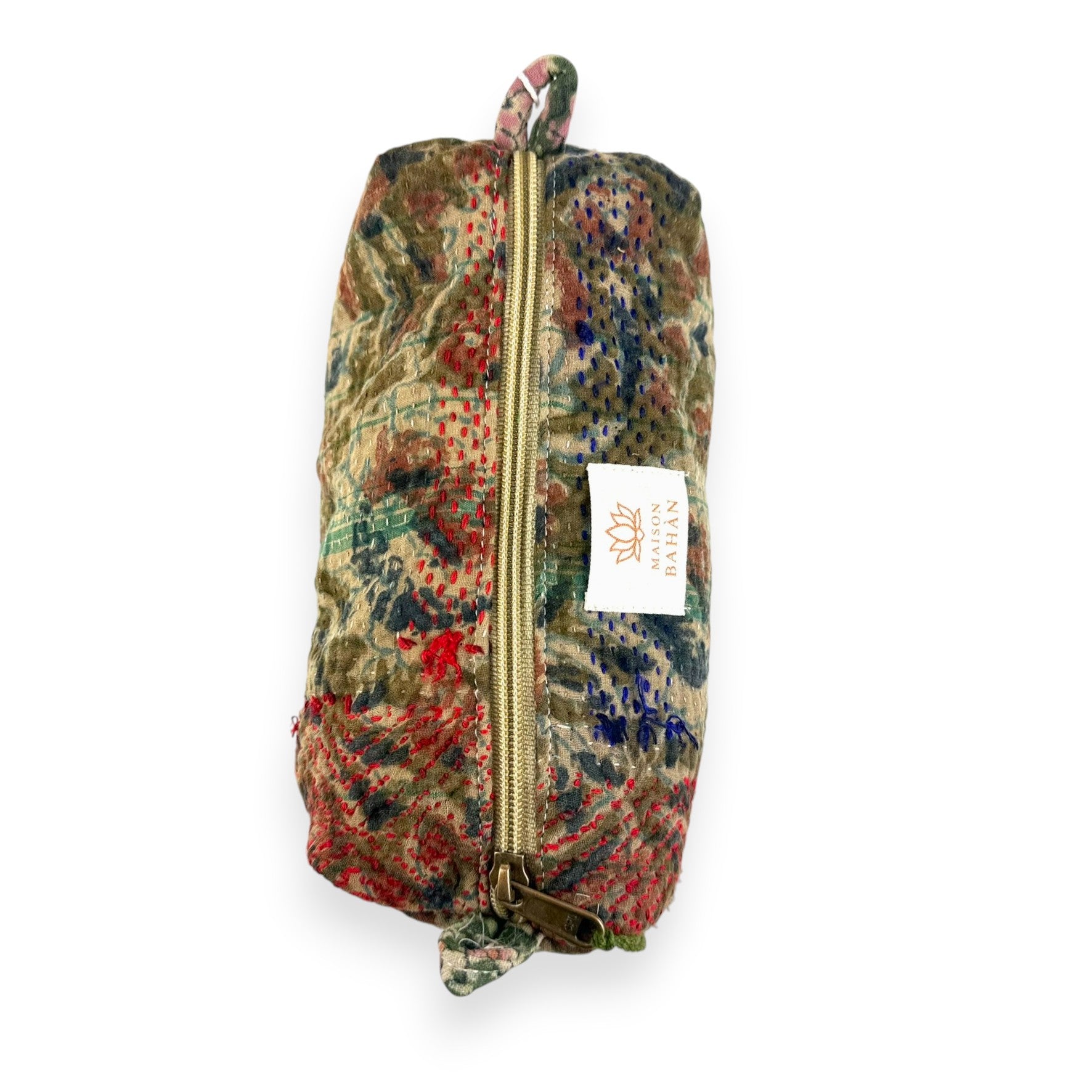 Trousse toilette maquillage Kantha Bagru en coton artisanal vintage accessoire yoga bohème femme Maison Bahan
