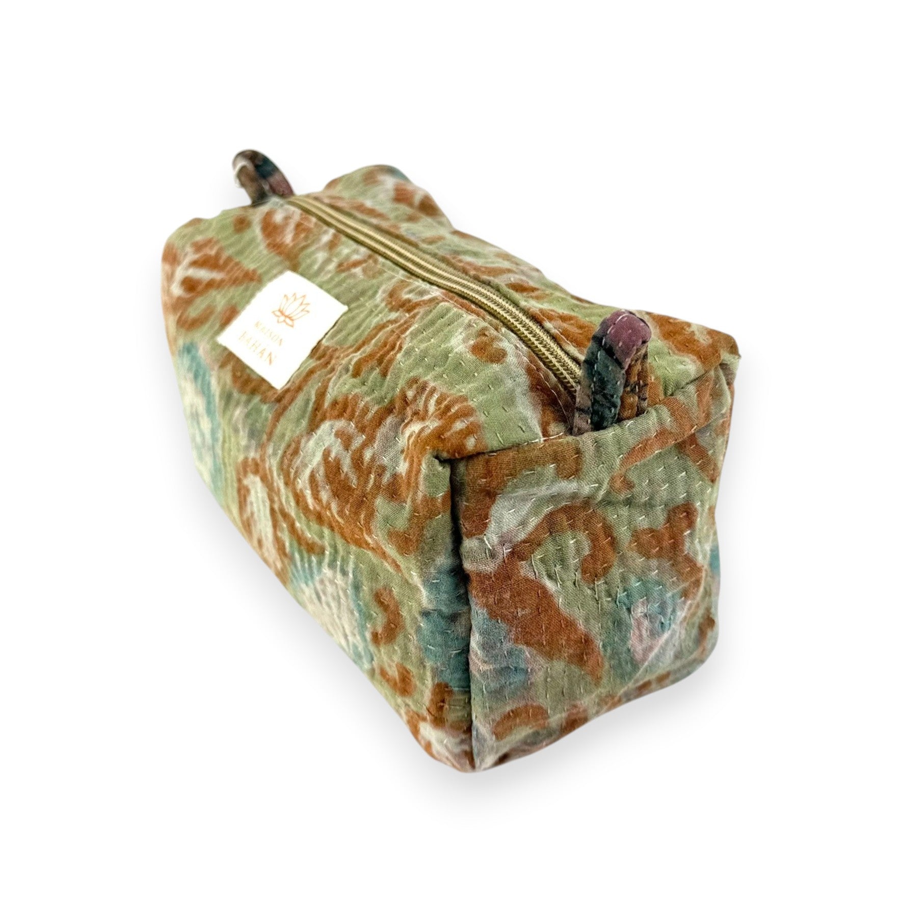 Trousse toilette maquillage Kantha Bagru en coton artisanal vintage accessoire yoga bohème femme Maison Bahan