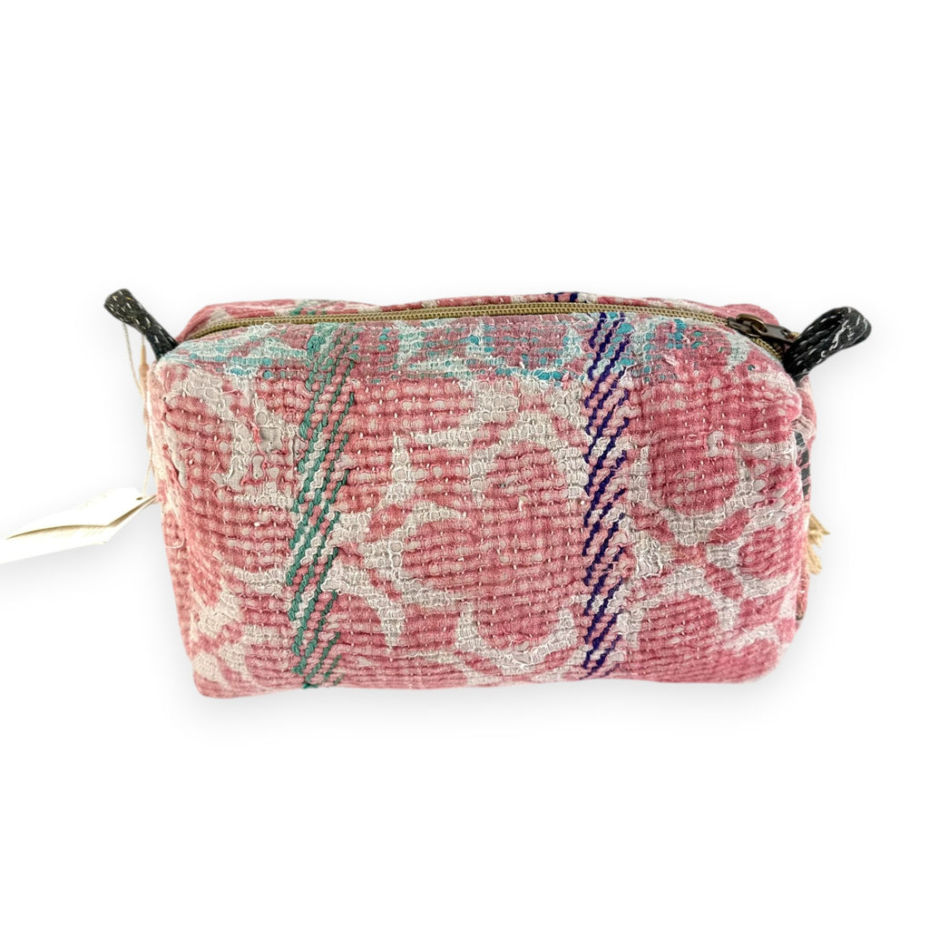 Trousse toilette maquillage Kantha Bagru en coton artisanal vintage accessoire yoga bohème femme Maison Bahan