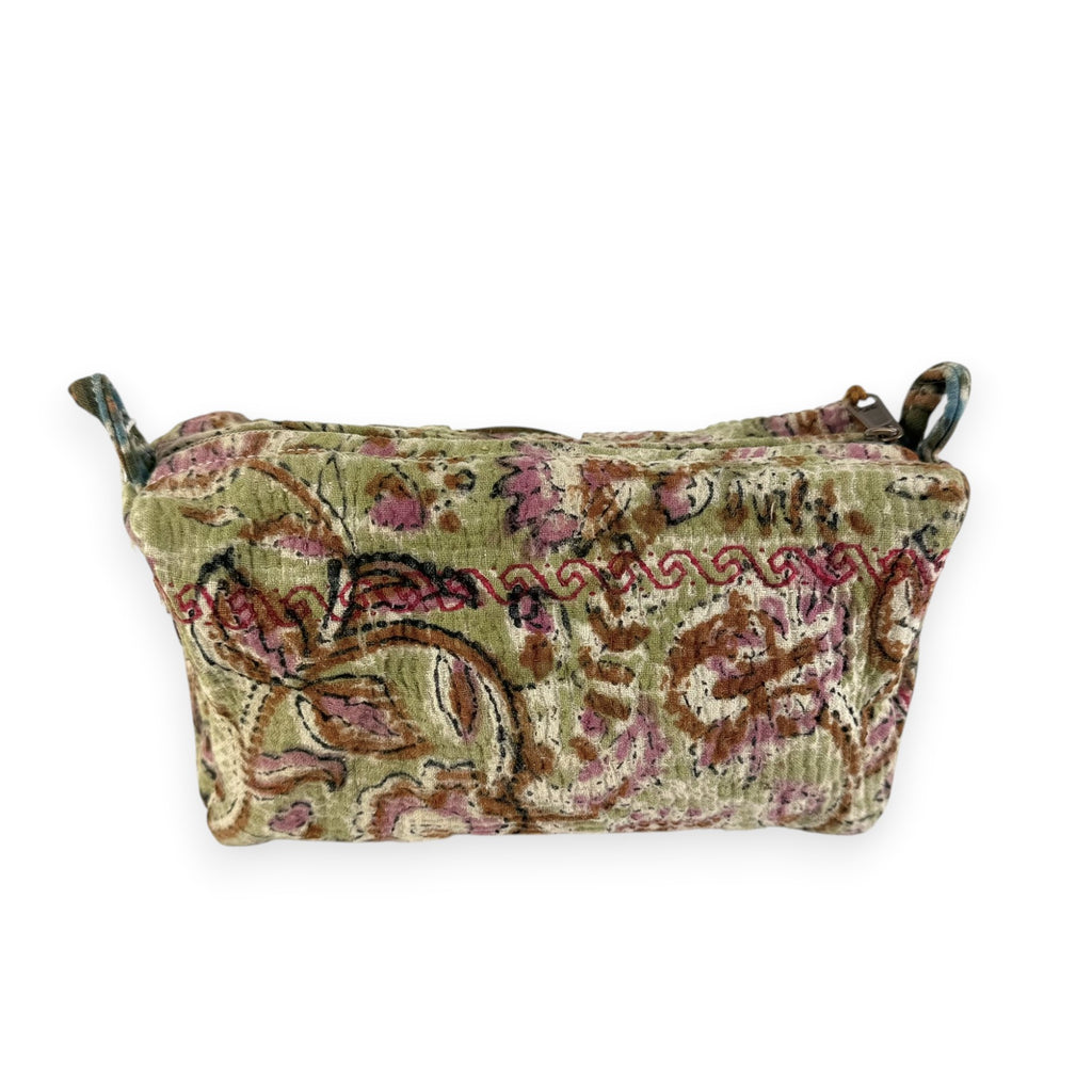 Trousse toilette maquillage Kantha Bagru en coton artisanal vintage accessoire yoga bohème femme Maison Bahan