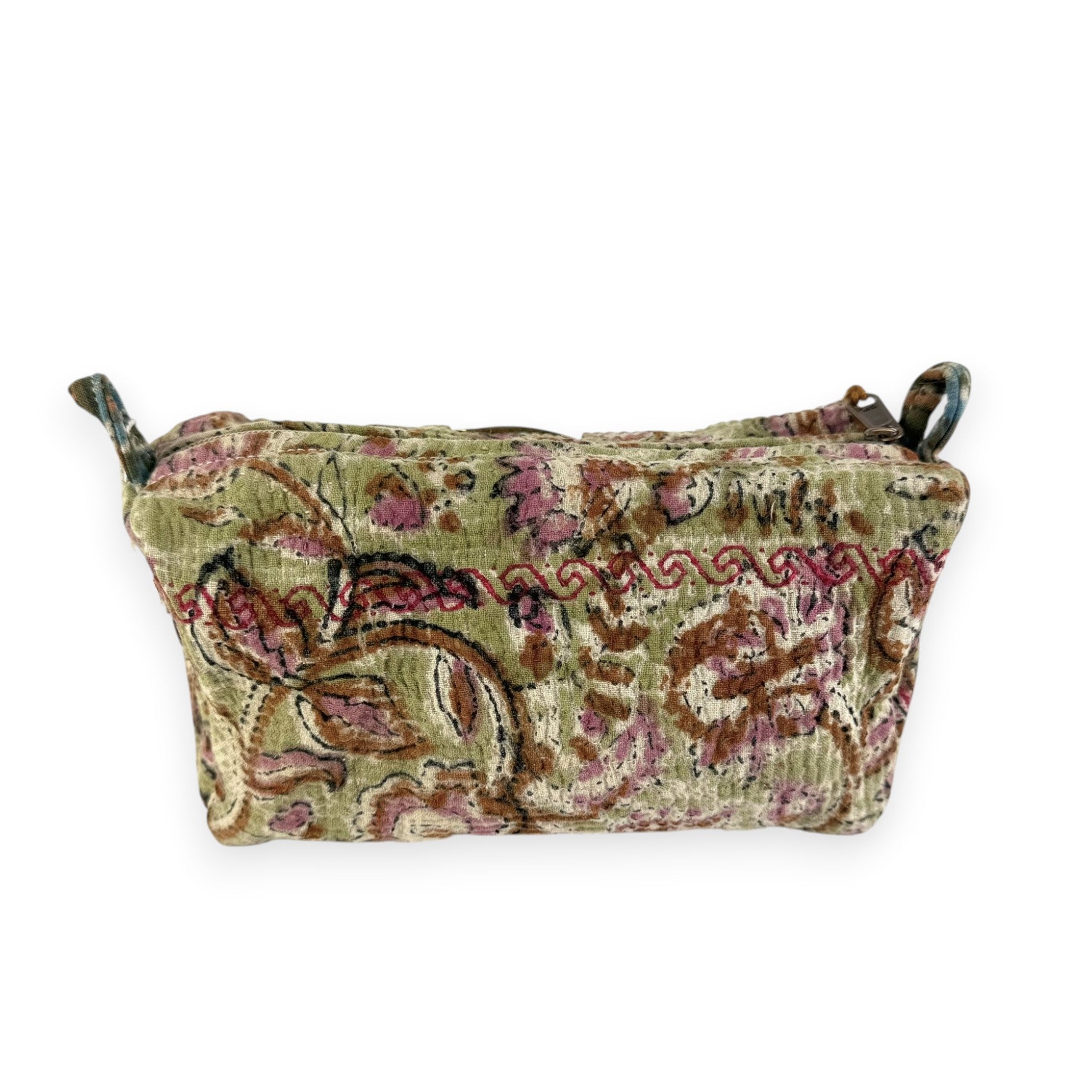 Trousse toilette maquillage Kantha Bagru en coton artisanal vintage accessoire yoga bohème femme Maison Bahan