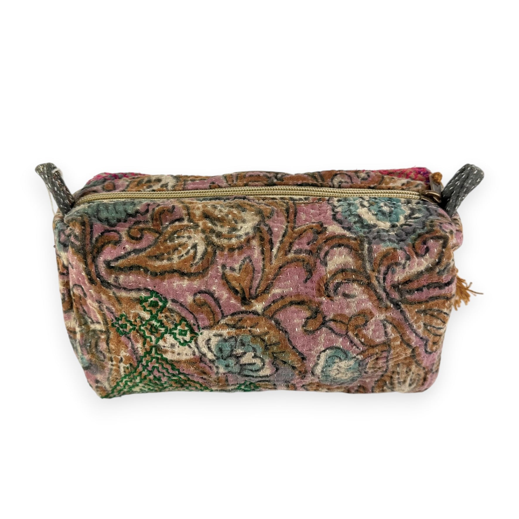 Trousse toilette maquillage Kantha Bagru en coton artisanal vintage accessoire yoga bohème femme Maison Bahan