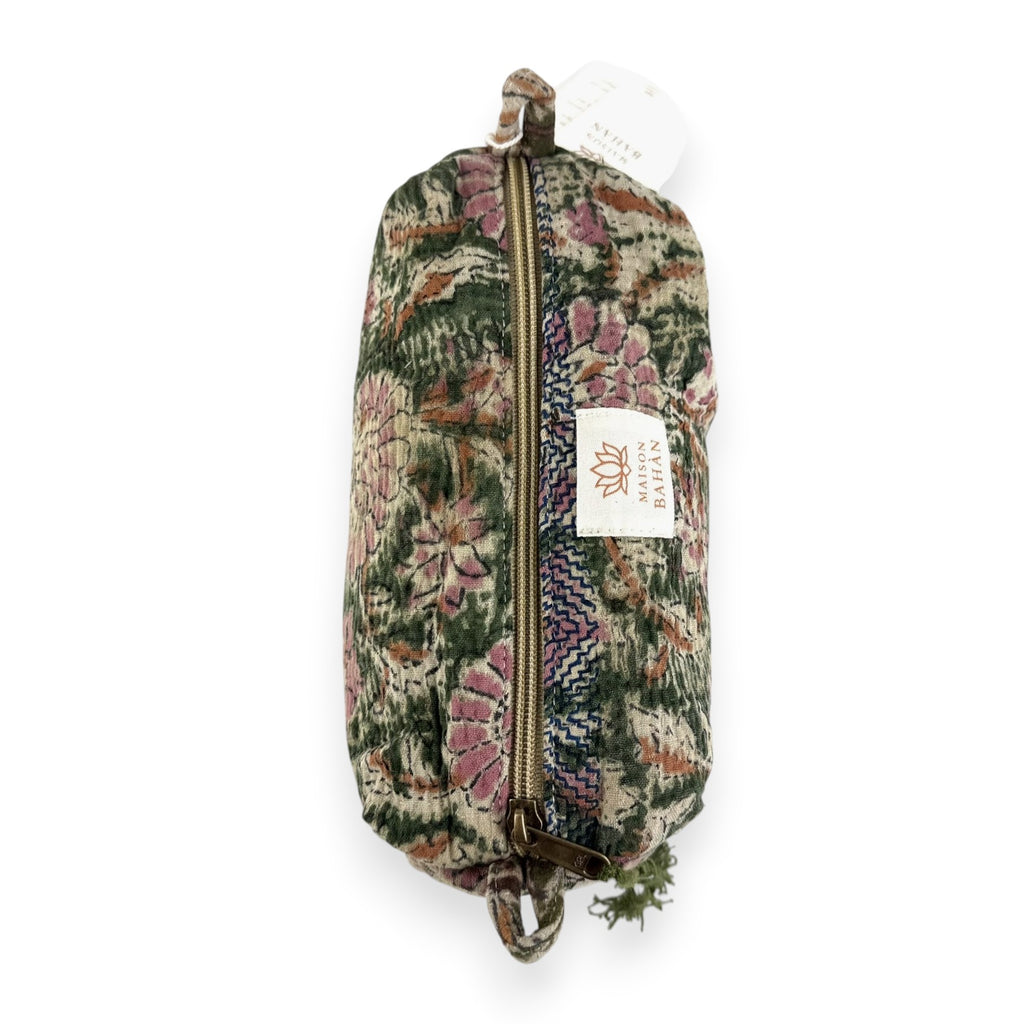 Trousse toilette maquillage Kantha Bagru en coton artisanal vintage accessoire yoga bohème femme Maison Bahan